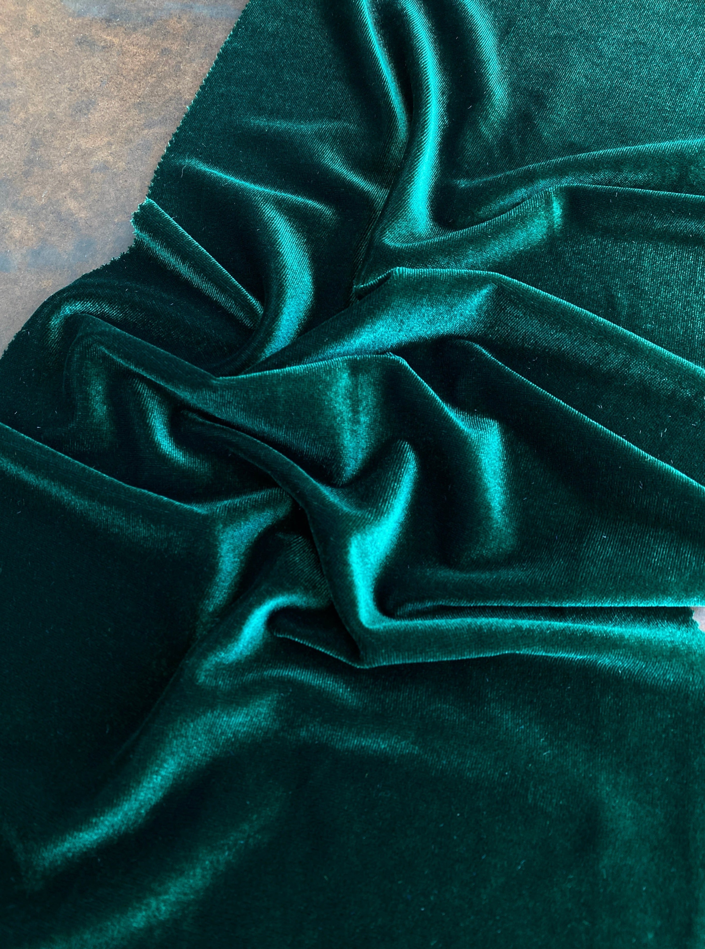 Hunter green stretch velvet, dark green stretch velvet for gown, stretch velvet for wedding, stretch pure velvet,  green stretch velvet for brides, stretch fancy velvet, velvet for dress, stretch expensive velvet 