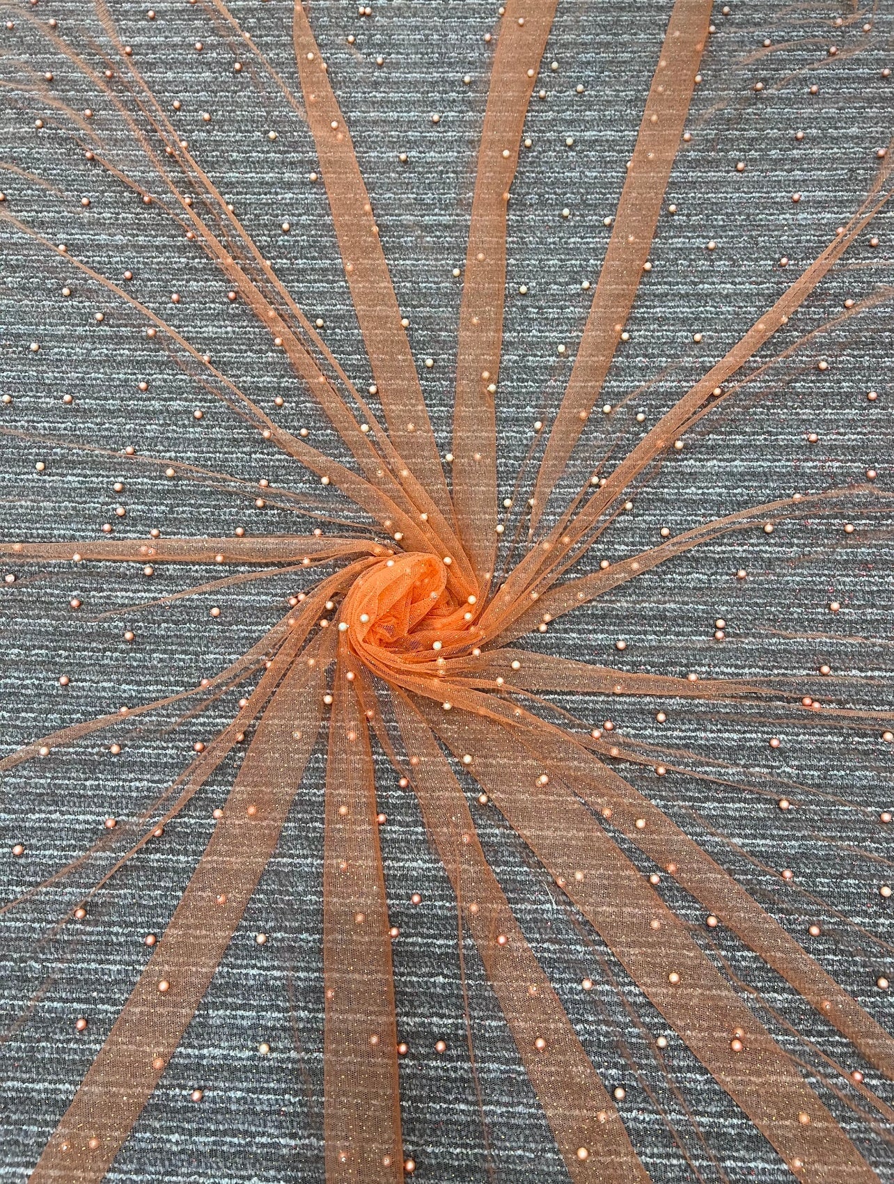 orange Tulle Bead Pearl Lace Fabric, light orange Pearl Beaded Tulle for Veil, dark orange Beaded Pearl Tulle Lace Fabric by the yard, orange pearl scattered tulle, Pearl Tulle Fabric for woman, Pearl Tulle Fabric for party wear, Pearl Tulle Fabric on discount,Pearl Tulle Fabric on sale