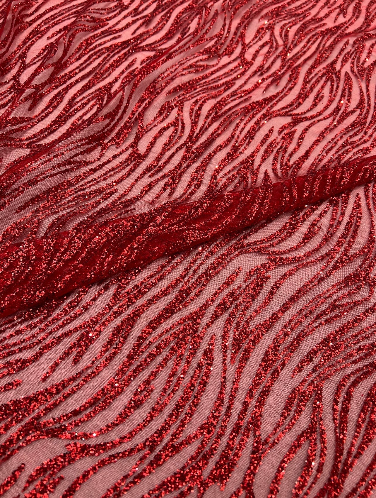 Red Glitter Lace Fabric on Mesh, dark red lace Glitter, light red Lace, blood red lace, lace for woman, lace for bride,  lace on discount, lace on sale, premium lace, kiki textile lace, lace for party wear dresses, lace on mesh