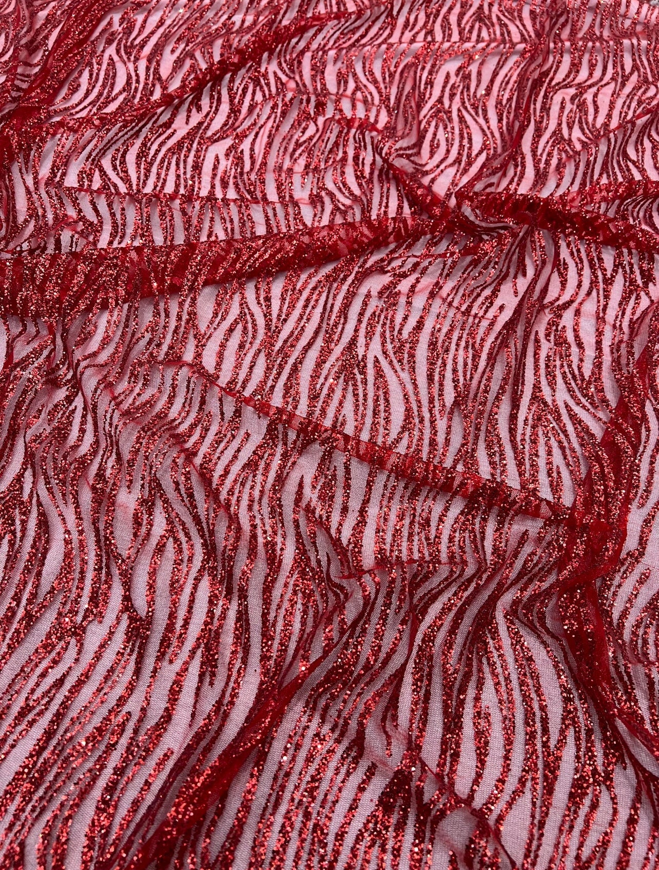Red Glitter Lace Fabric on Mesh, dark red lace Glitter, light red Lace, blood red lace, lace for woman, lace for bride,  lace on discount, lace on sale, premium lace, kiki textile lace, lace for party wear dresses, lace on mesh