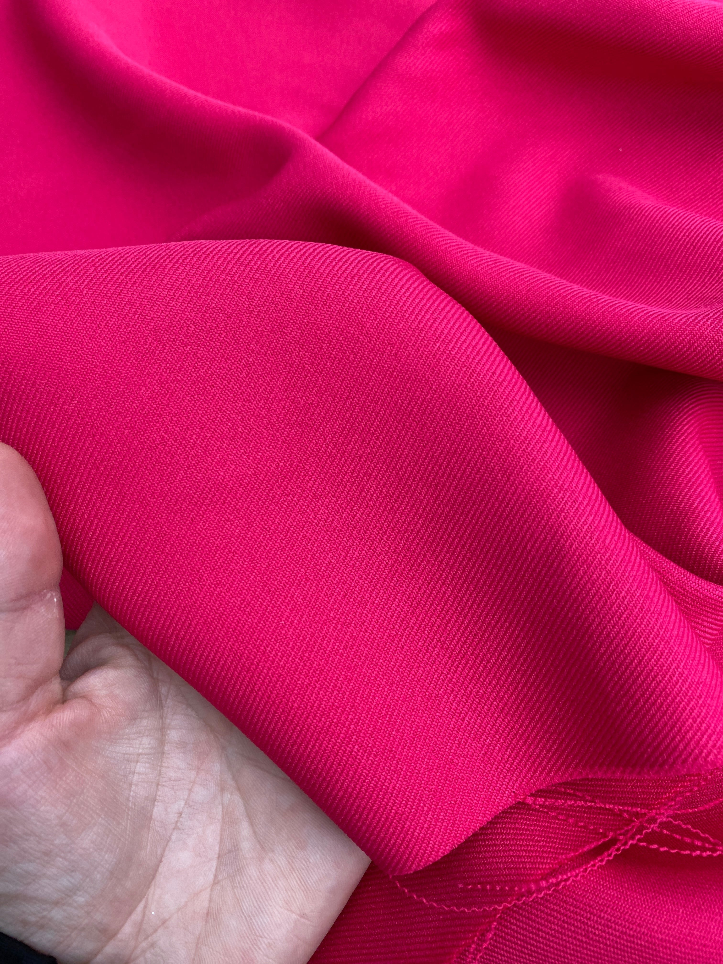 fuchsia gabardine, pink gabardine fabric for pants, fuchsia gabardine fabric for suits, crepe and gabardine,crepe and gabardiine store, gabardine fabric for brides, hot pink fabric gabardine, hot pink gabardine soft fabric, delaney gabardine, fuchsia delaney gabardine, gabardine material, gabardine store in los angeles