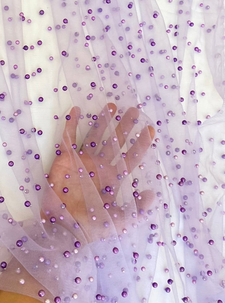 lavender Pearl Tulle, light purple pearl Tulle, purple pearl tulle, lavender Pearl Tulle for party wear, lavender Pearl Tulle for dress, Pearl Tulle for woman, Pearl Tulle for bride, Pearl Tulle on discount, Pearl Tulle on sale, premium Pearl Tulle, buy Pearl Tulle online