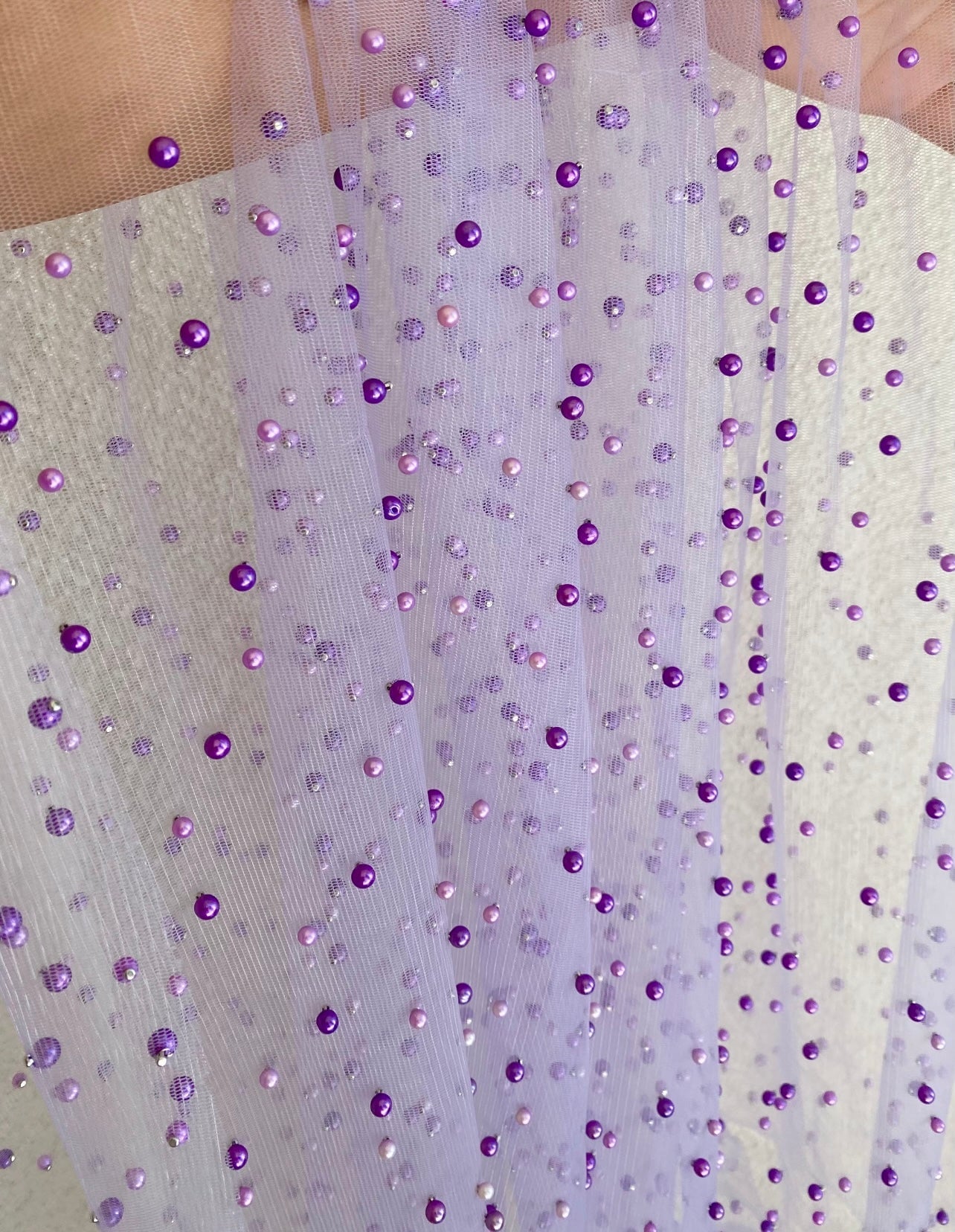 lavender Pearl Tulle, light purple pearl Tulle, purple pearl tulle, lavender Pearl Tulle for party wear, lavender Pearl Tulle for dress, Pearl Tulle for woman, Pearl Tulle for bride, Pearl Tulle on discount, Pearl Tulle on sale, premium Pearl Tulle, buy Pearl Tulle online