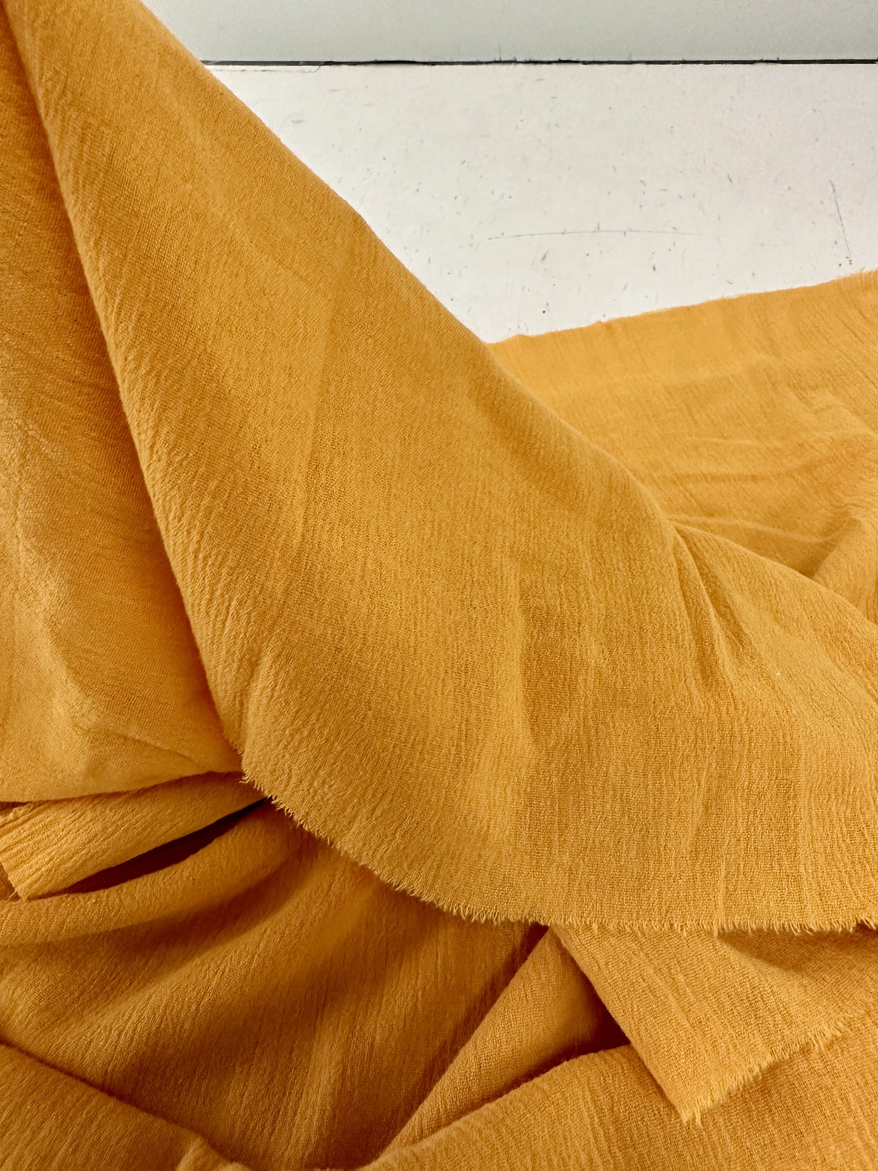 Mustard Crinkle Cotton Gauze