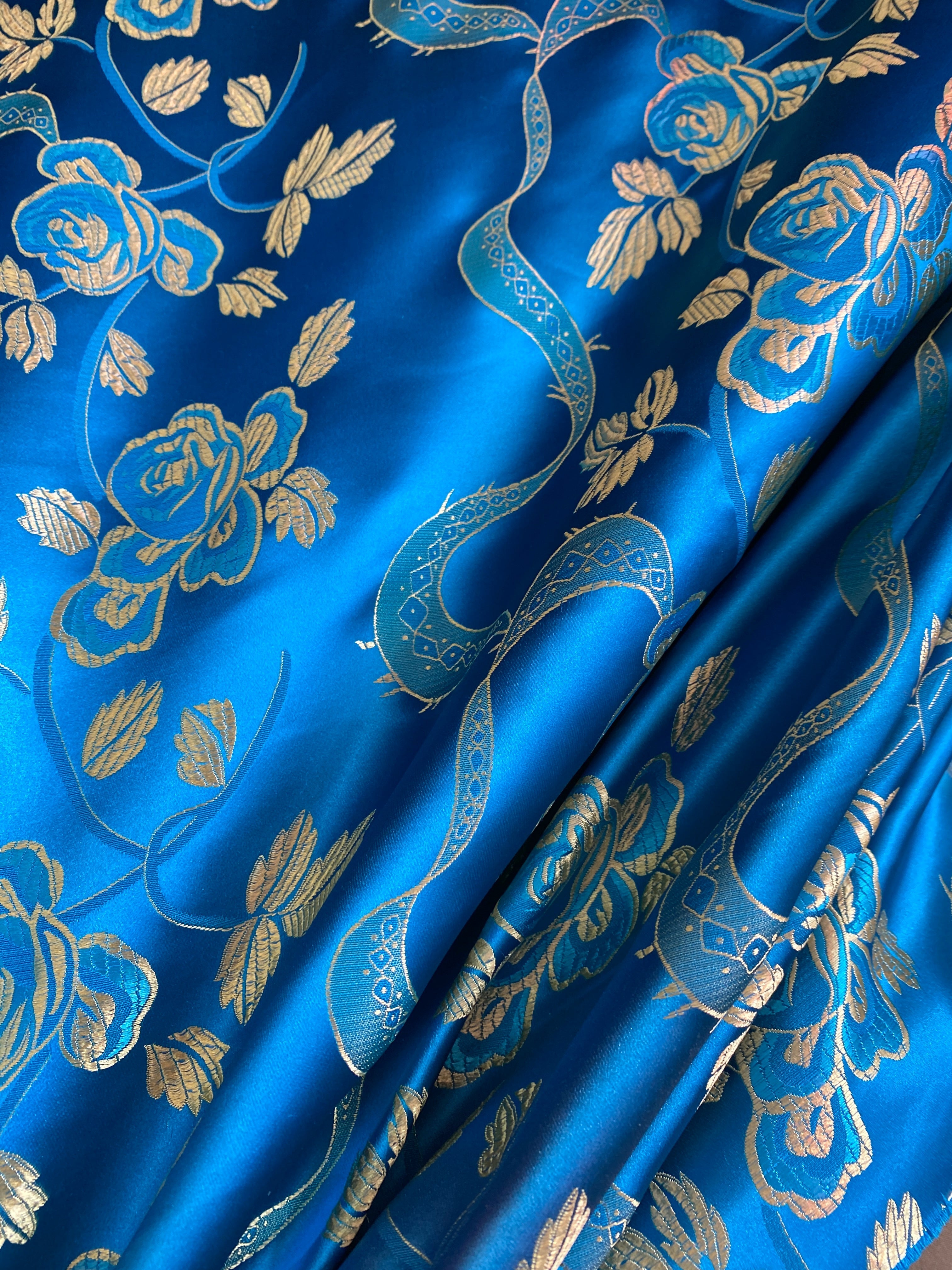  blue Floral Print Brocade, dark blue Floral Print Brocade, Floral Print Brocade for bride, Floral Print Brocade in low price, Floral Print Brocade, light blue Floral Print Brocade, Floral Print Brocade on sale, traditional Floral Print Brocade