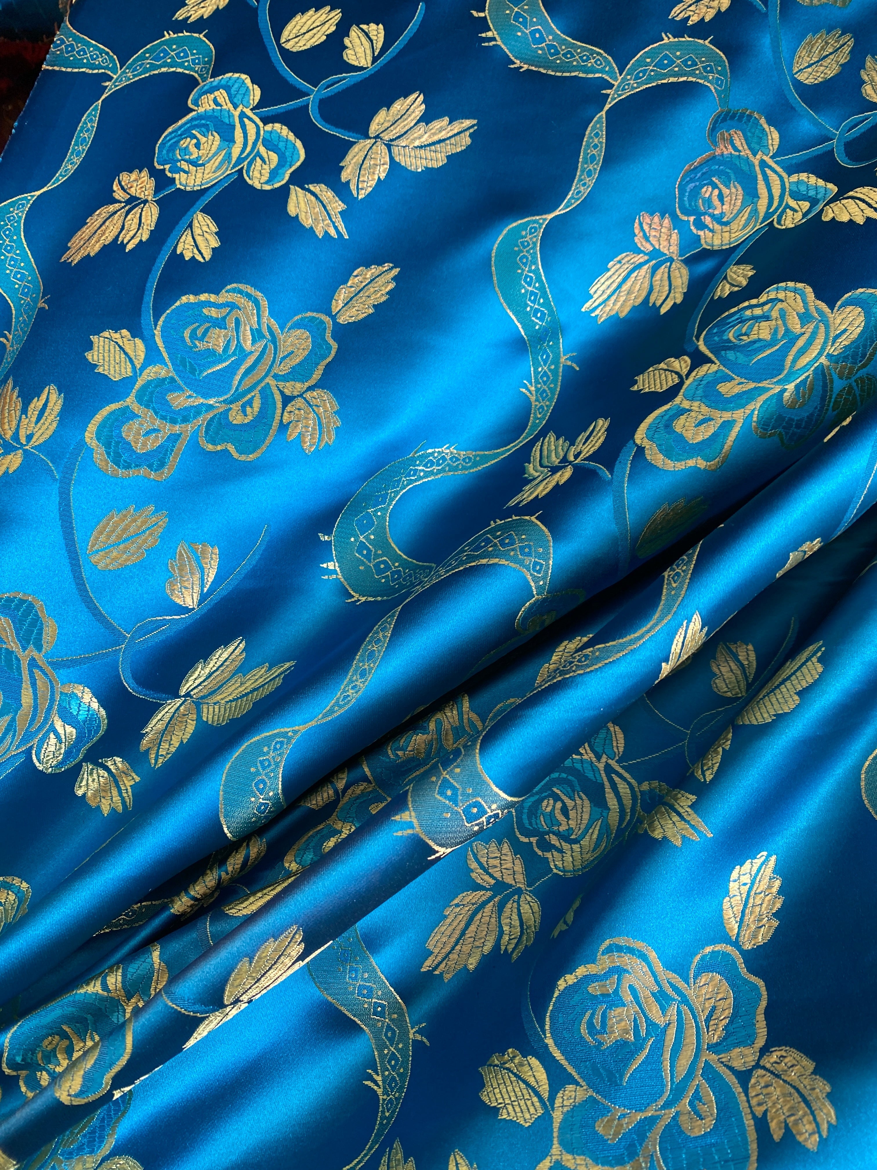  blue Floral Print Brocade, dark blue Floral Print Brocade, Floral Print Brocade for bride, Floral Print Brocade in low price, Floral Print Brocade, light blue Floral Print Brocade, Floral Print Brocade on sale, traditional Floral Print Brocade