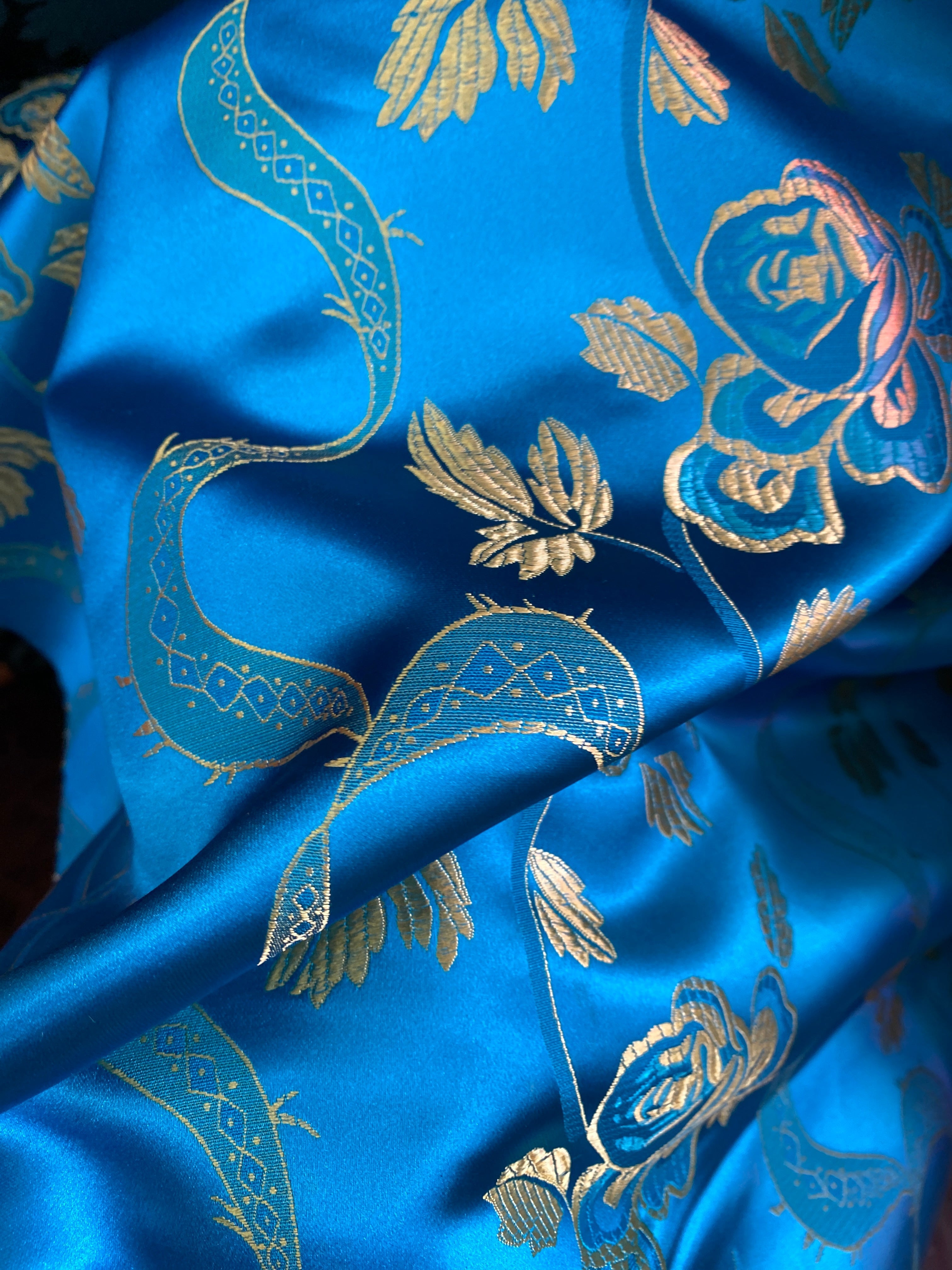  blue Floral Print Brocade, dark blue Floral Print Brocade, Floral Print Brocade for bride, Floral Print Brocade in low price, Floral Print Brocade, light blue Floral Print Brocade, Floral Print Brocade on sale, traditional Floral Print Brocade