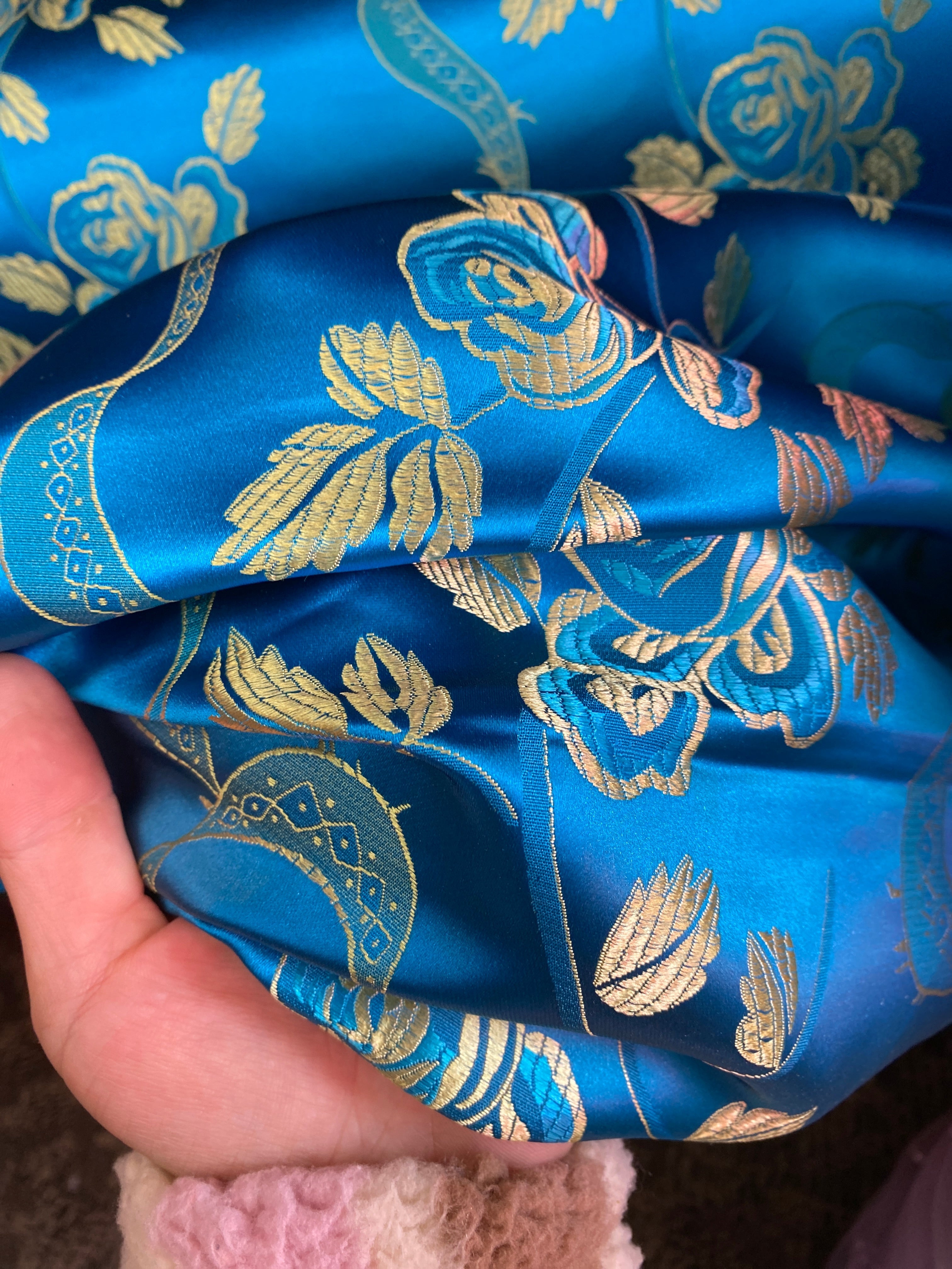  blue Floral Print Brocade, dark blue Floral Print Brocade, Floral Print Brocade for bride, Floral Print Brocade in low price, Floral Print Brocade, light blue Floral Print Brocade, Floral Print Brocade on sale, traditional Floral Print Brocade