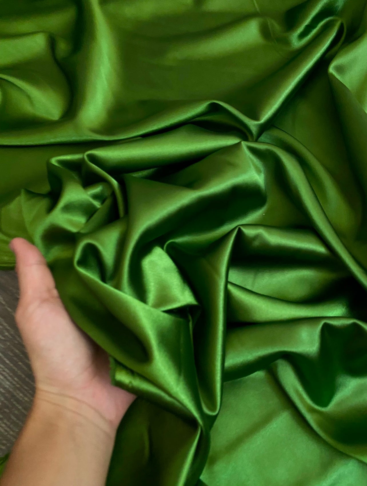 green stretch silk, emerald green silk charmeuse, bright green stretch silk charmeuse, green polyester silk, olive green silk fabric