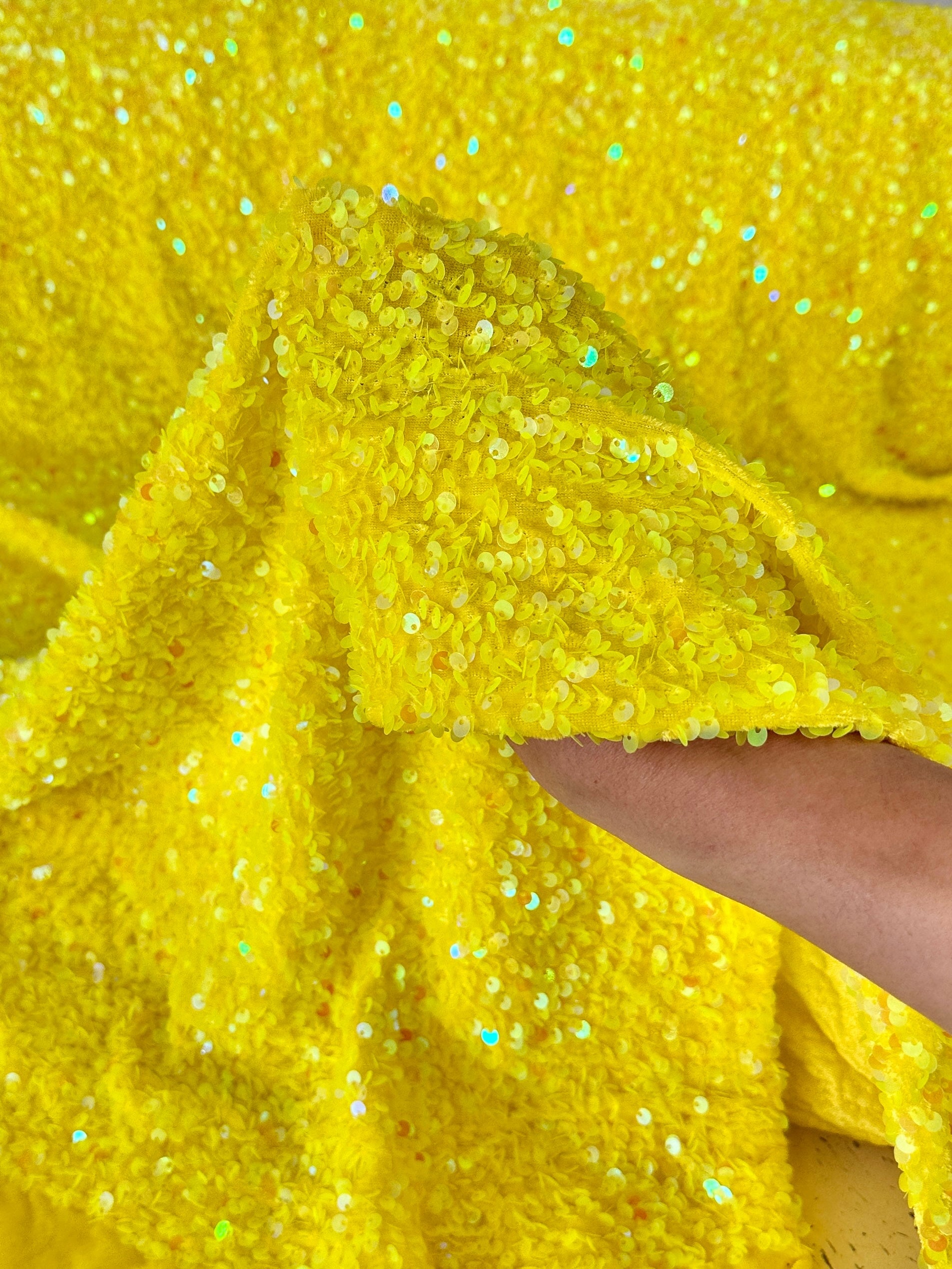 yellow sequin velvet, dark yellow sequin velvet, light yellow sequin velvet, lemon sequin velvet, yellow sequin velvet for woman, yellow sequin velvet for bride, sequin velvet on discount, sequin velvet on sale, cheap sequin velvet, sequin velvet for party wear, buy sequin velvet online