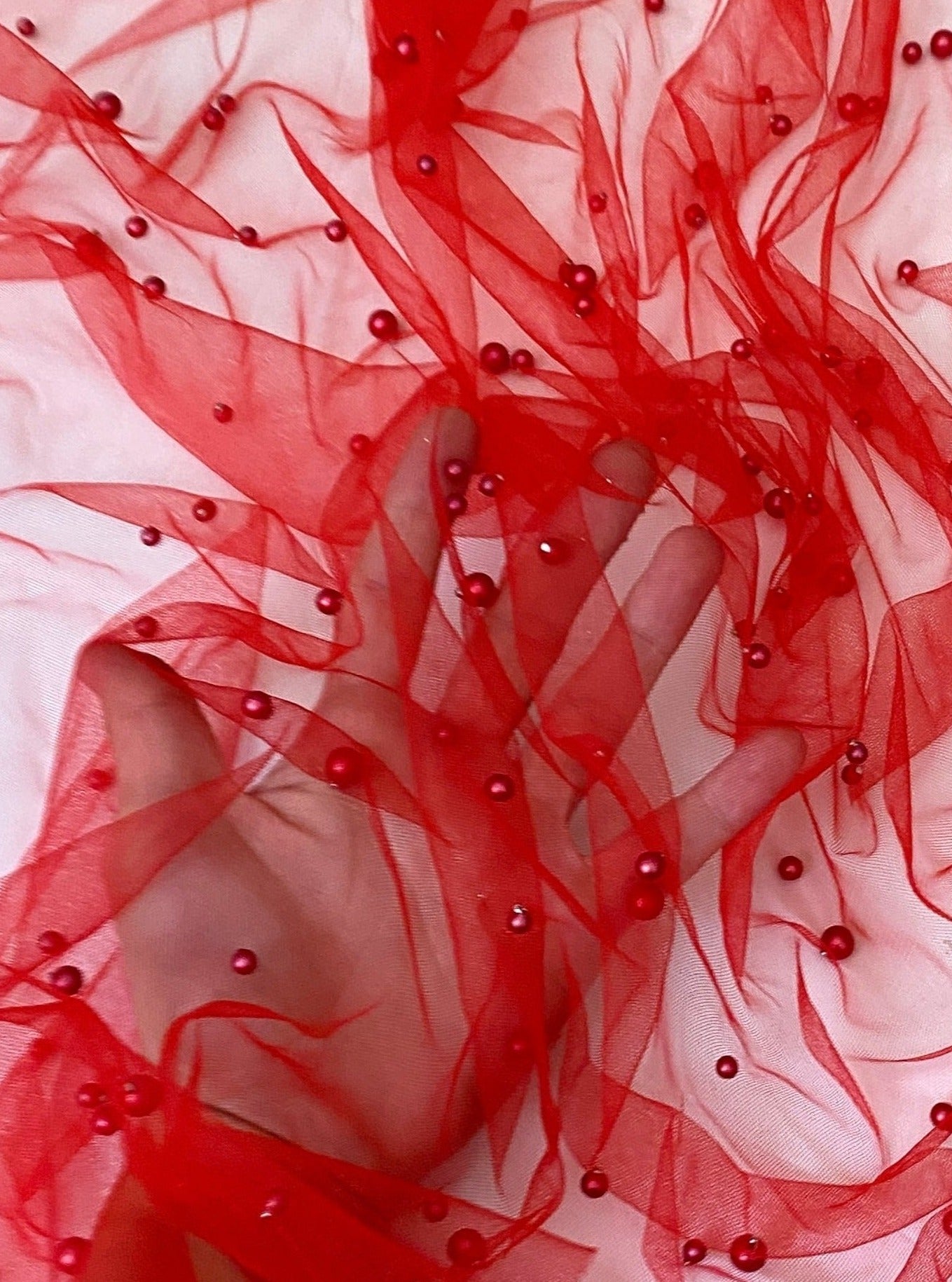 red glitter Pearl Tulle, dark red pearl Tulle, light red pearl tulle, chilli red Pearl Tulle for party wear, red Pearl Tulle for dress, Pearl Tulle for woman, Pearl Tulle for bride, Pearl Tulle on discount, Pearl Tulle on sale, premium Pearl Tulle, buy Pearl Tulle online