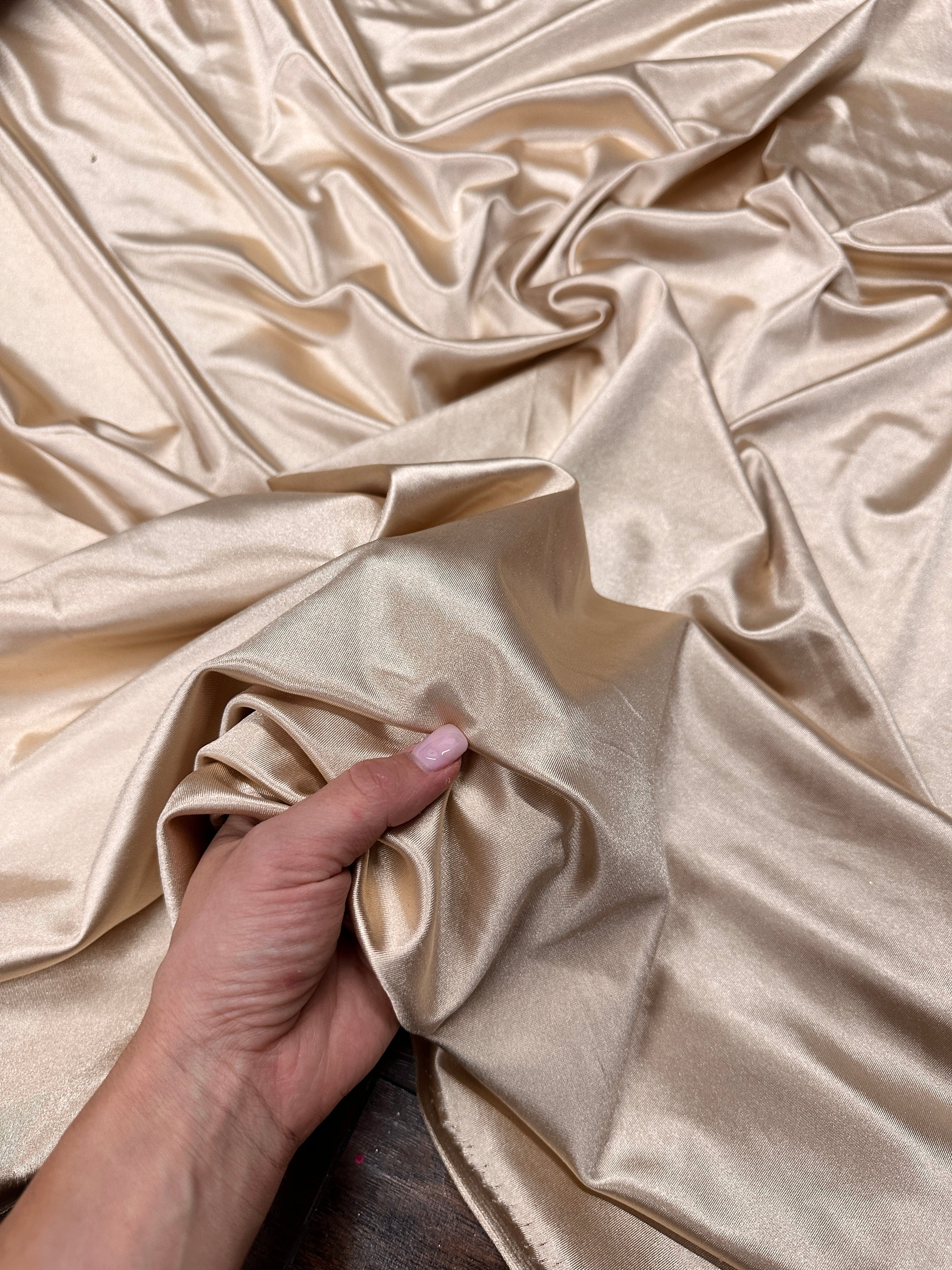 champagne nylon spandex, light brown nylon spandex, brown spandex, dusty gold nylon spandex, shiny nylon spandex for woman, shiny nylon for bride, spandex for swim wear, premium spandex, spandex on sale, low price spandex