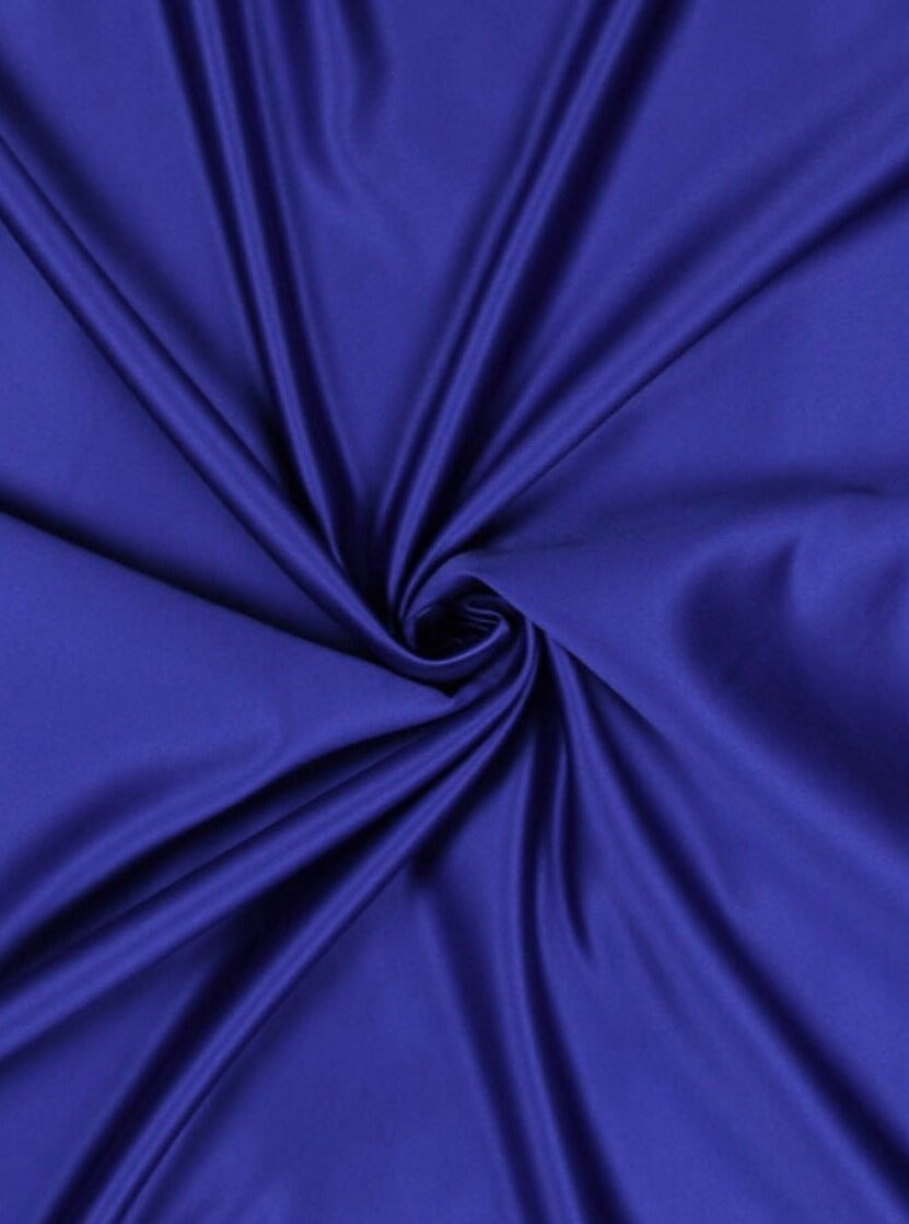 Royal Blue Duchesse Satin Fabric, Dark Blue Bridal Shiny Satin by yard, Blue Heavy Satin Fabric for Wedding Dress, dark blue satin, light blue satin, shinny blue satin, satin for woman, premium satin, buy satin online, cheap satin, kiki textile fabric, blue color fabric for woman