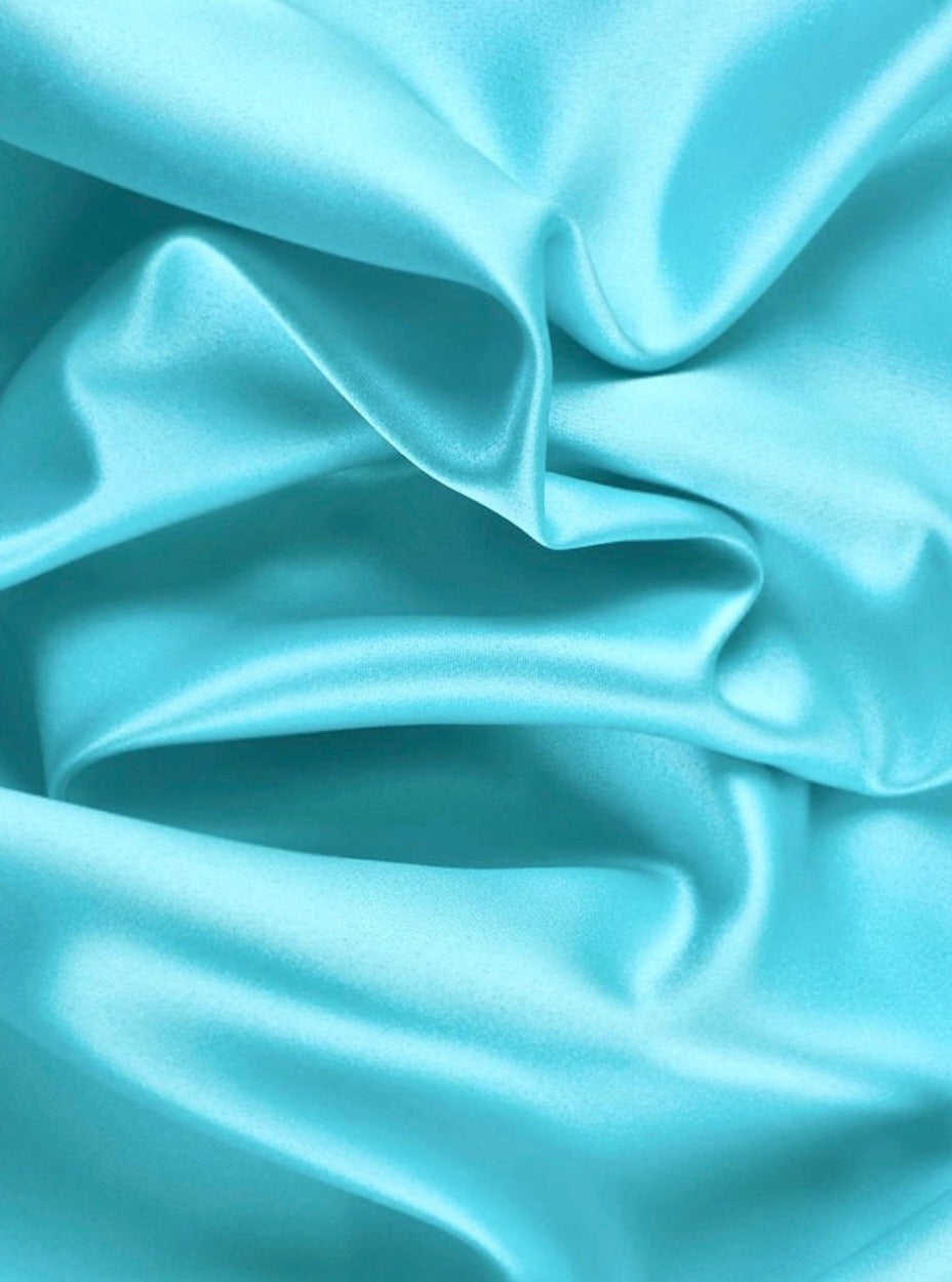 Light Turquoise Satin Fabric, Silky Satin Fabric Blue, Bridal Satin Medium Weight, Satin for gown, Shiny Satin, Turquoise Silk by the yard, satin for bride, brides fabric on discount, luxury satin, best quality satin, silky satin, buy satin online, satin on sale, cheap satin, fancy satin