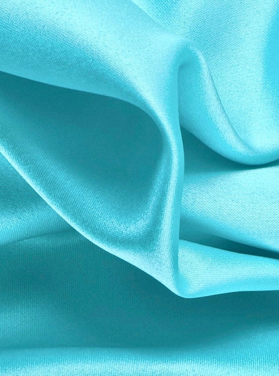 Light Turquoise Satin Fabric, Silky Satin Fabric Blue, Bridal Satin Medium Weight, Satin for gown, Shiny Satin, Turquoise Silk by the yard, satin for bride, brides fabric on discount, luxury satin, best quality satin, silky satin, buy satin online, satin on sale, cheap satin, fancy satin
