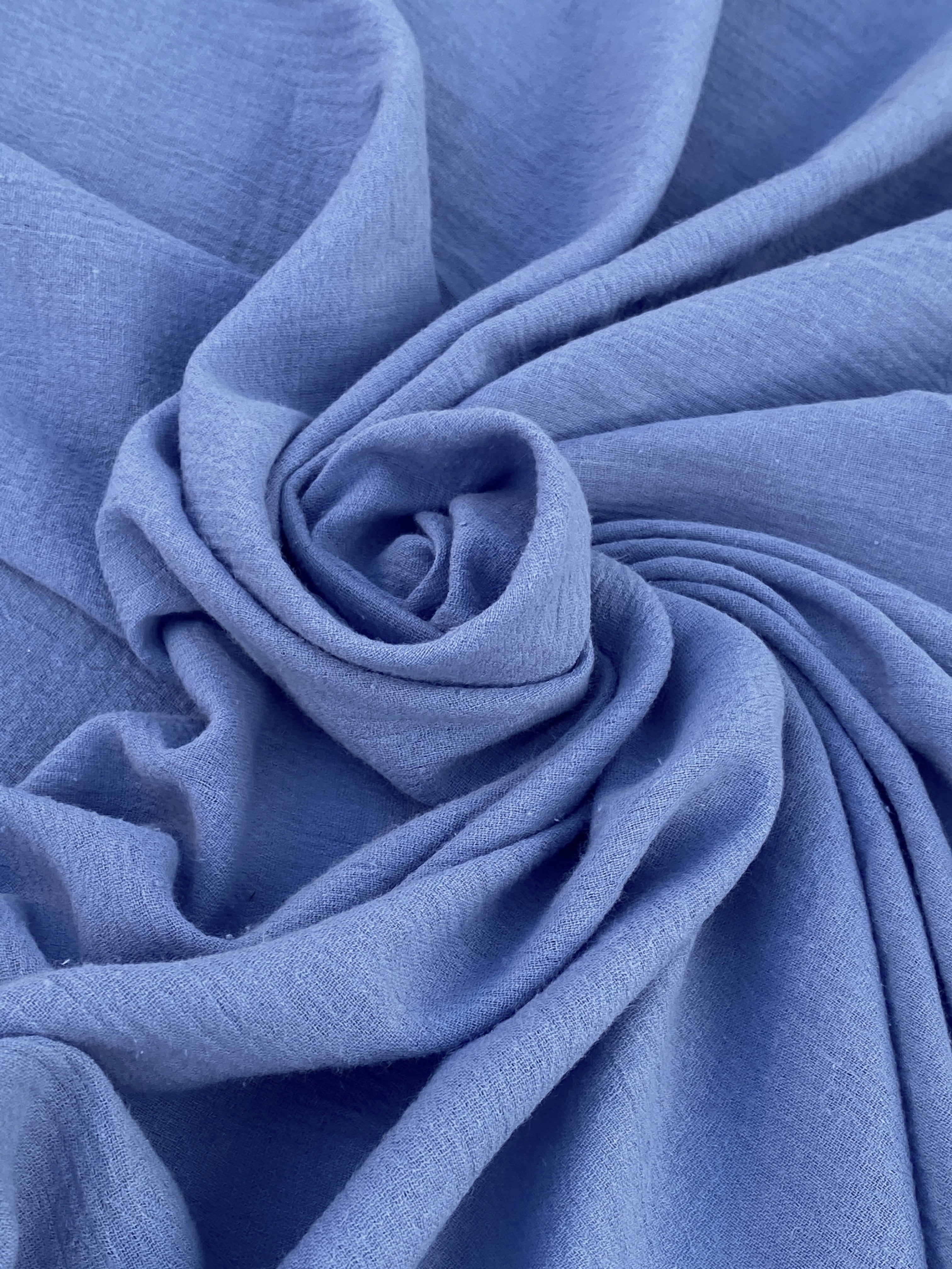 Denim Blue Muslin Crinkle Gauze Fabric, Dusty Blue Cotton Gauze Swaddle Fabric, Fabric for Babies, Swaddle, dresses, Blue Cheesecloth Fabric