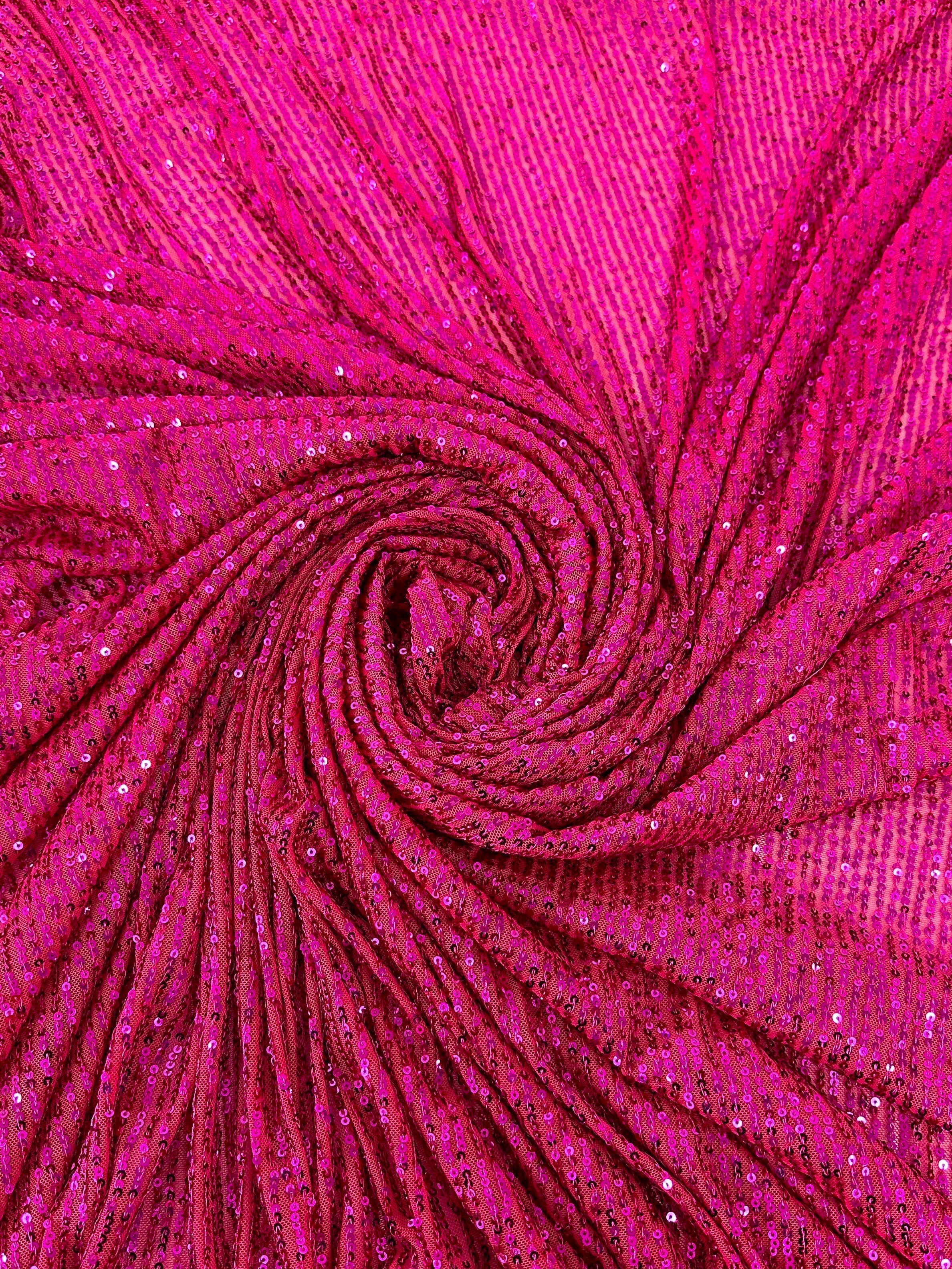 fuchsia sequin on mesh, fuchsia sequin fabric for woman, pink sequin, light pin sequin, rose pink sequin, discounted sequin, sequin for gown, cheap sequin, sequin on sale, buy sequin online, best quality sequin, kiki textile sequin
