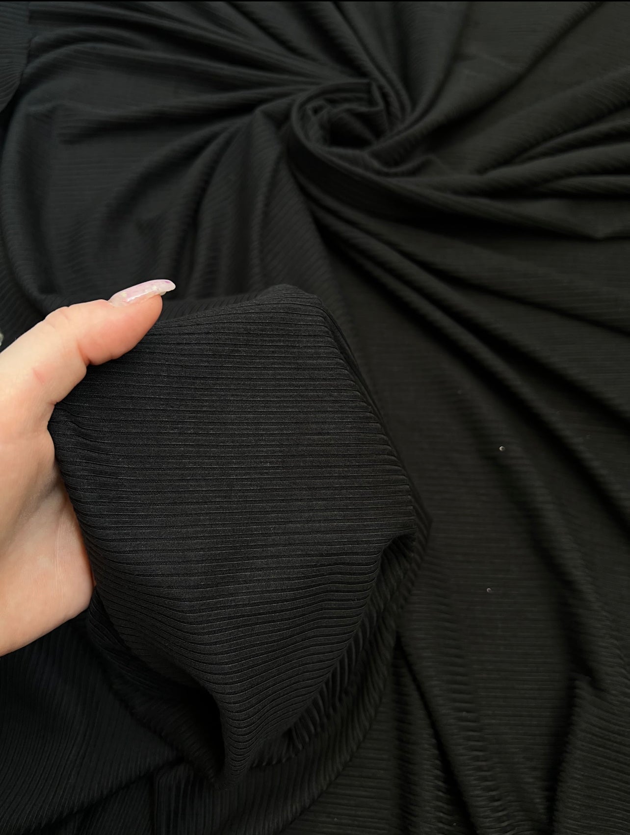 black rib knit fabric, black knit fabric for woman, black knit skirts, black knit baby dresses, knit blankets, knit by yards, premium knit, dark grey knit, knit in low price