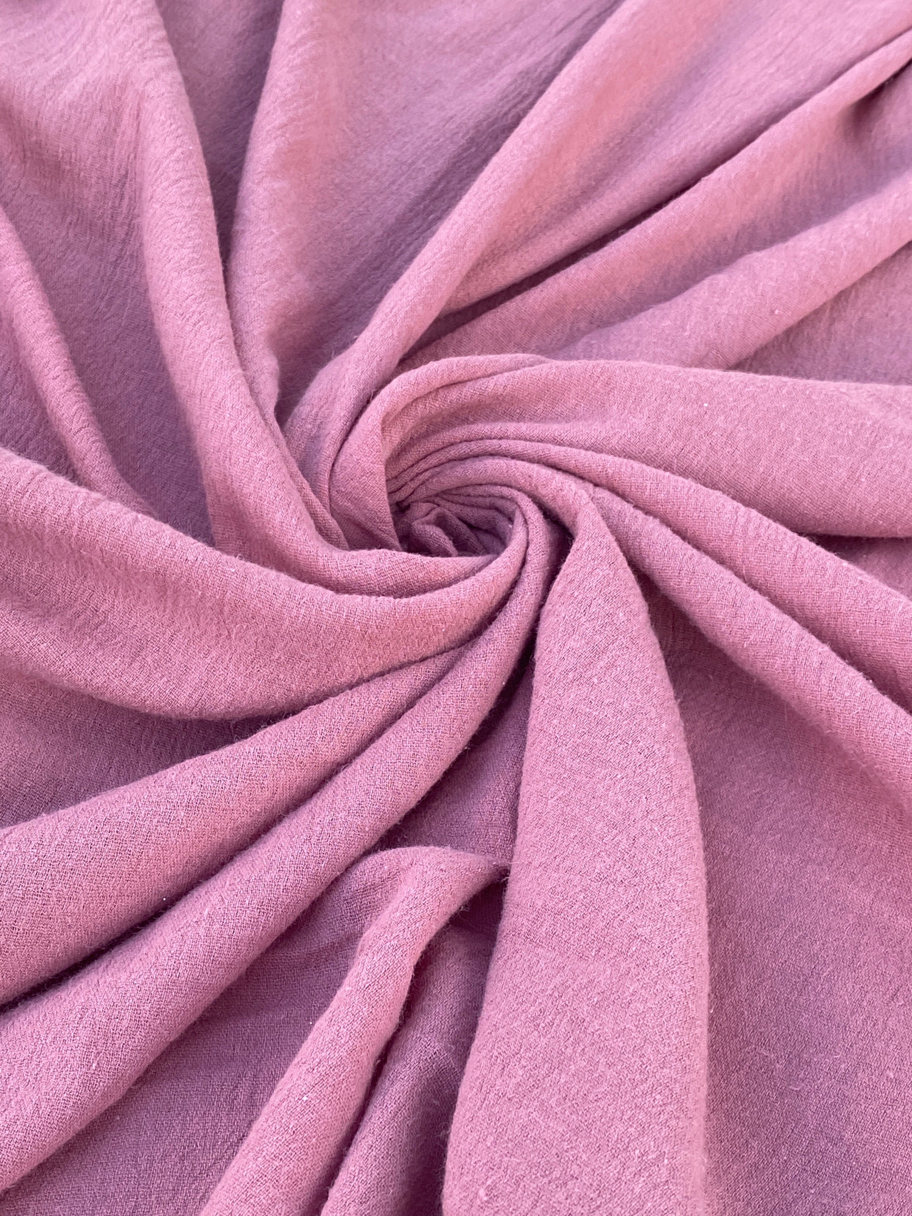 mauve cotton gauze, mauve crinkle gauze, blush cotton gauze, textured gauze fabric, double gauze fabric, fabric for baby, baby fabric, gauze material, gauze by the yard, cheap cotton gauze, baby photoshoot fabric