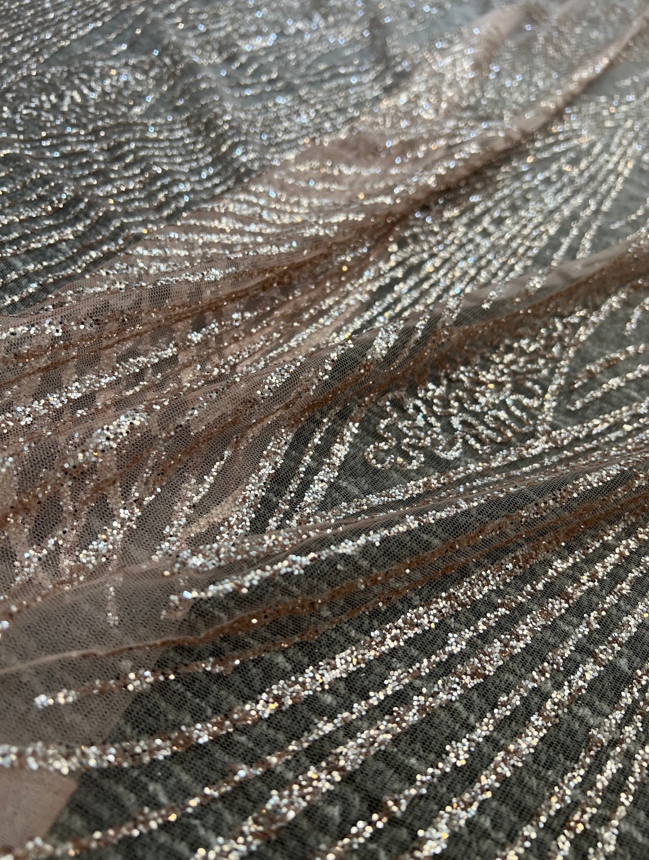 Rose Gold Glitter Lace, gold lace Glitter, light gold Lace, dusty gold lace, lace for woman, lace for bride,  lace on discount, lace on sale, premium lace, kiki textile lace, lace for party wear dresses, lace on mesh