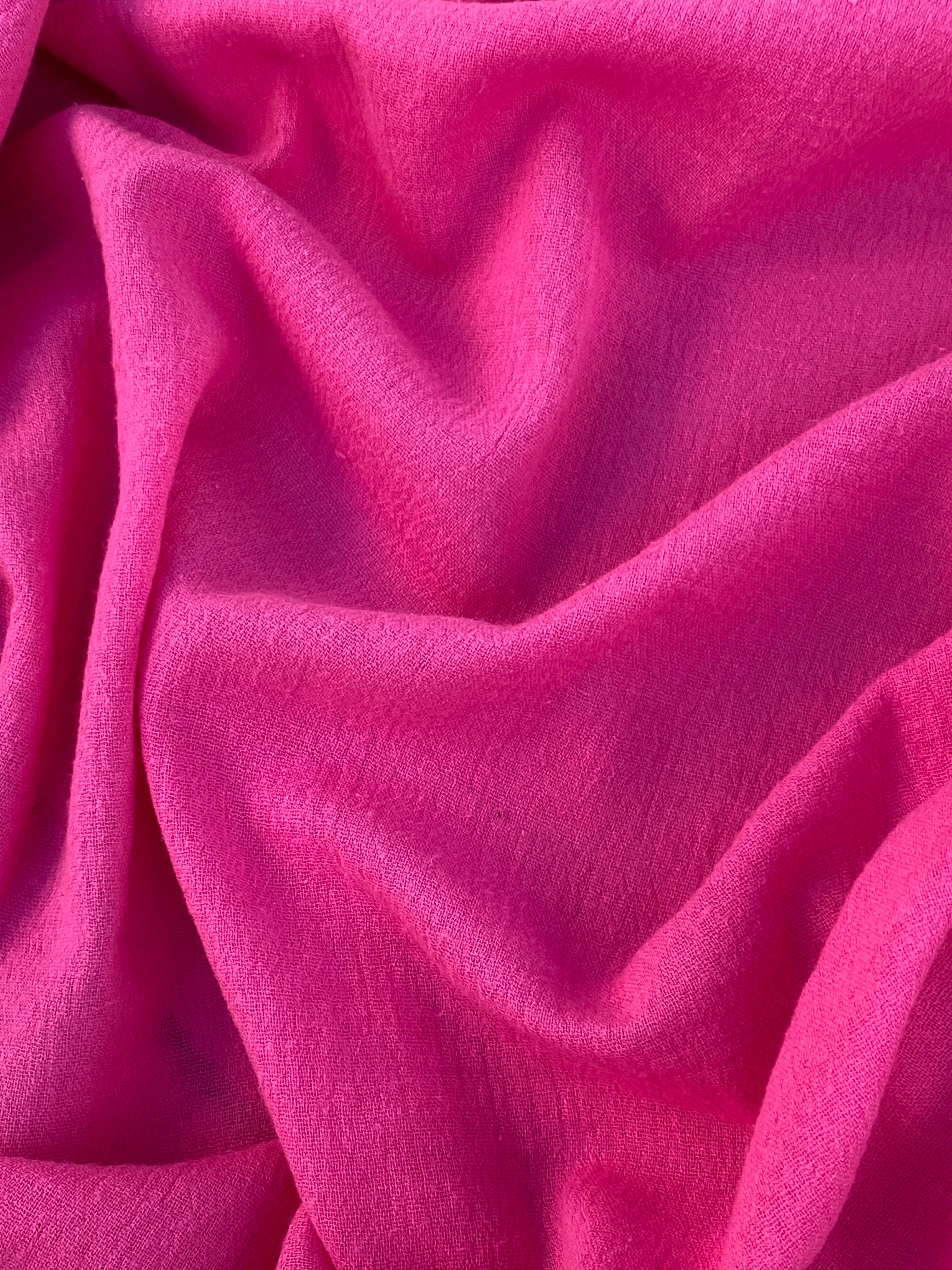 Fuchsia cotton gauze, hot pink cotton gauze,  hot pink crinkle gauze, textured gauze, sheer gauze pink, pink gauze fabric