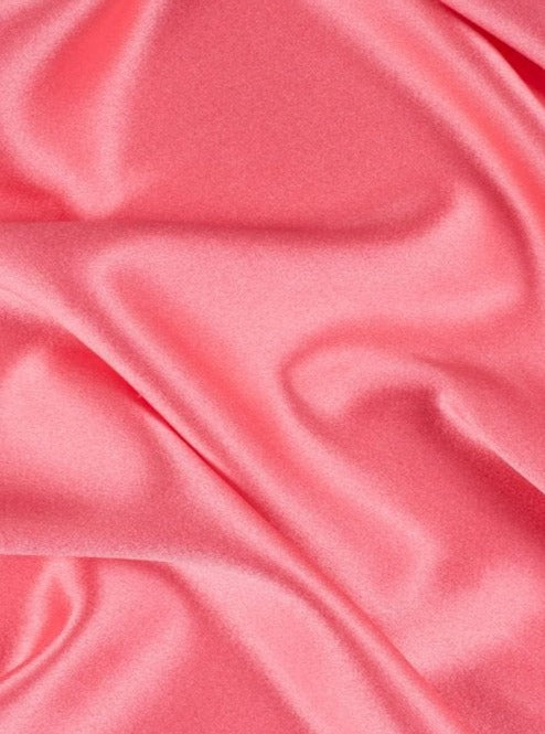 Coral Satin Fabric Woman, Premium Quality Satin, Coral Satin Fabric For bride, Medium Weight Satin, Wedding Dress Fabric, Satin by The Yard,  coral satin in low price, discounted satin, light pink satin, pink satin, polyester satin, silky smooth satin in coral, satin on sale, best quality satin fabric