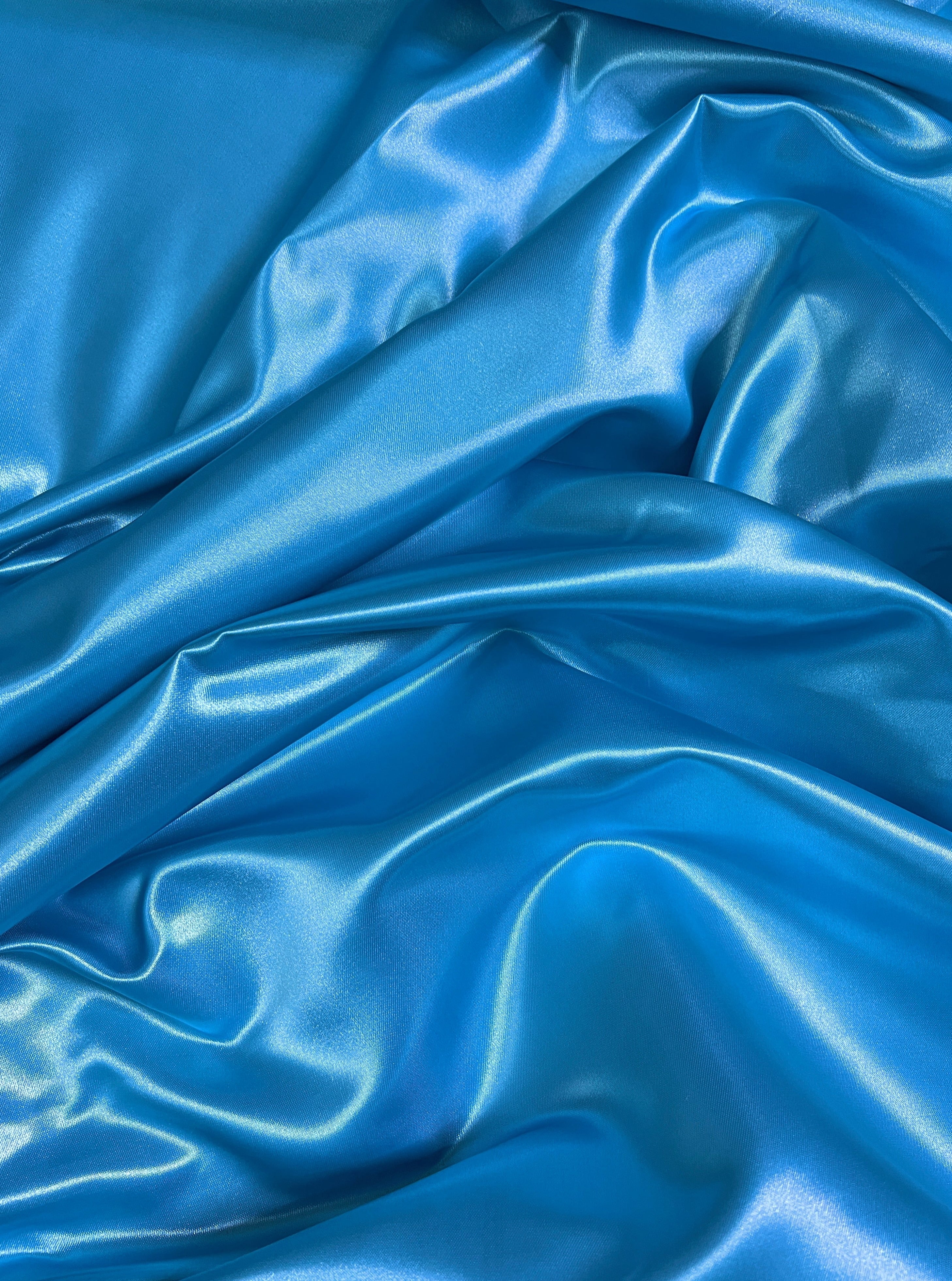 Ocean Blue Duchesse Satin Fabric, Blue Bridal Shiny Satin by yard, Light Blue Heavy Satin Fabric for Wedding Dress,, satin for woman, premium satin, best quality satin, cheap satin, luxury satin, buy satin online, kiki textile fabric, kikitextile satin