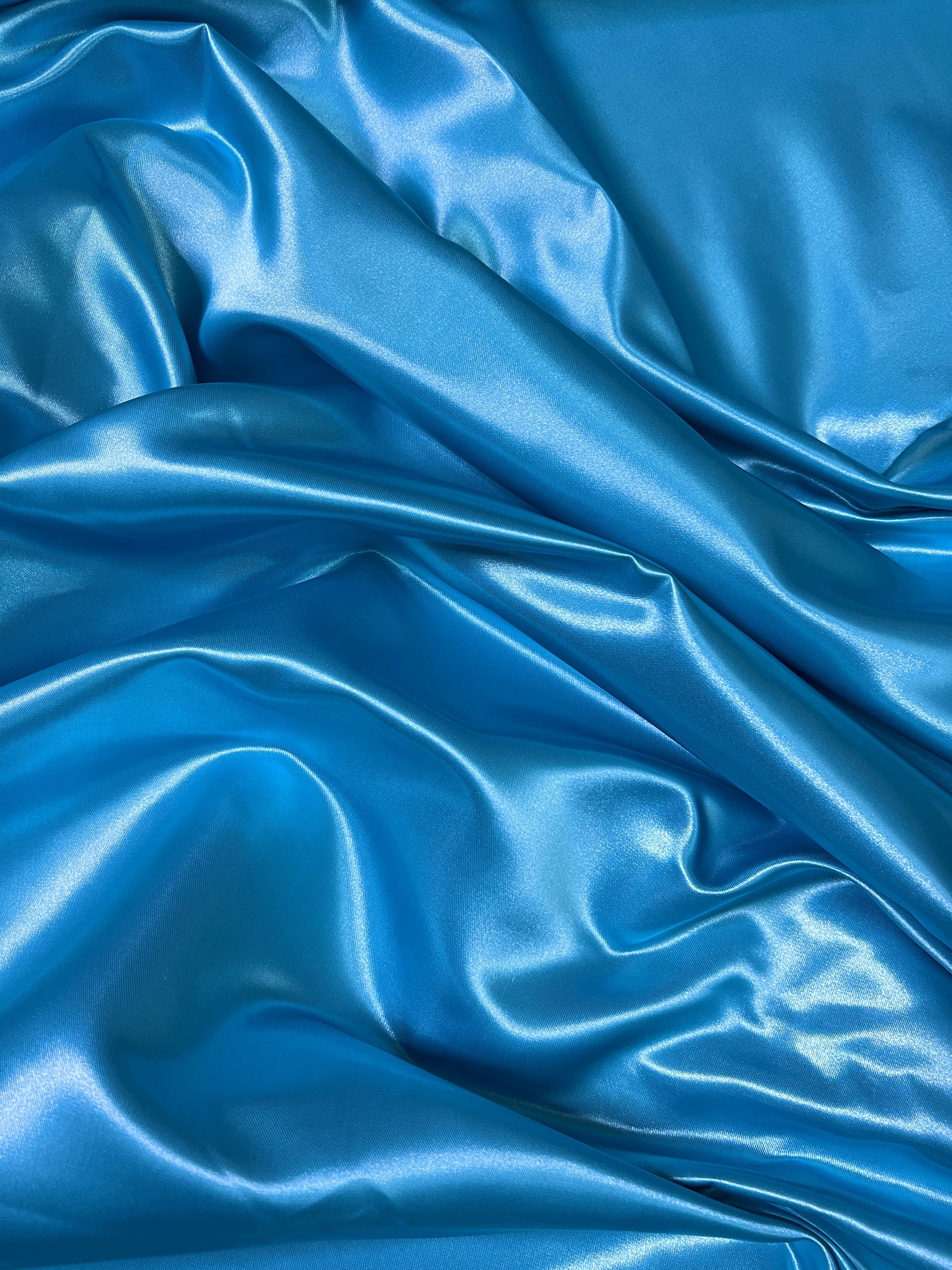 Ocean Blue Duchesse Satin Fabric, Blue Bridal Shiny Satin by yard, Light Blue Heavy Satin Fabric for Wedding Dress,, satin for woman, premium satin, best quality satin, cheap satin, luxury satin, buy satin online, kiki textile fabric, kikitextile satin