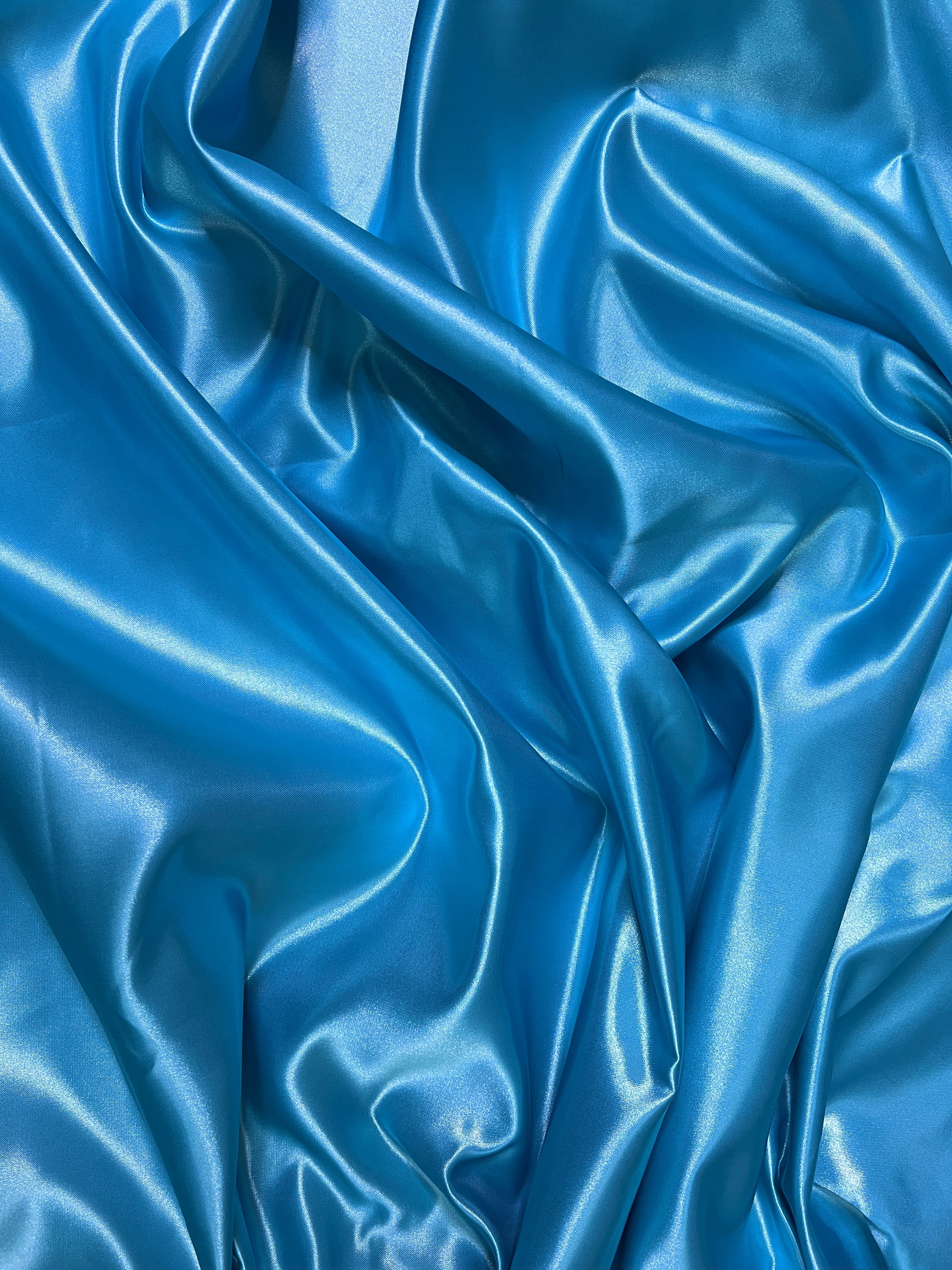 Ocean Blue Duchesse Satin Fabric, Blue Bridal Shiny Satin by yard, Light Blue Heavy Satin Fabric for Wedding Dress,, satin for woman, premium satin, best quality satin, cheap satin, luxury satin, buy satin online, kiki textile fabric, kikitextile satin