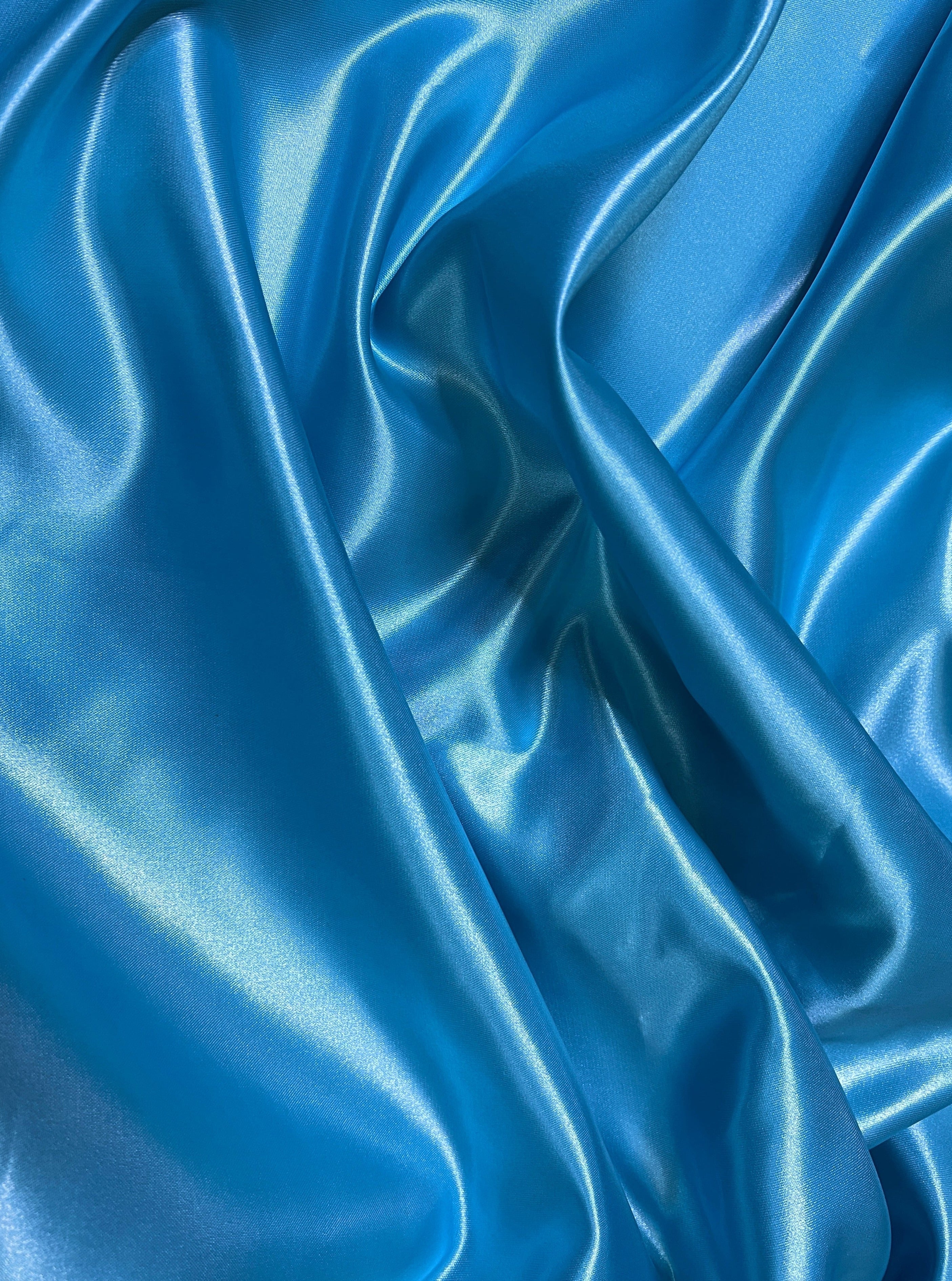 Ocean Blue Duchesse Satin Fabric, Blue Bridal Shiny Satin by yard, Light Blue Heavy Satin Fabric for Wedding Dress,, satin for woman, premium satin, best quality satin, cheap satin, luxury satin, buy satin online, kiki textile fabric, kikitextile satin