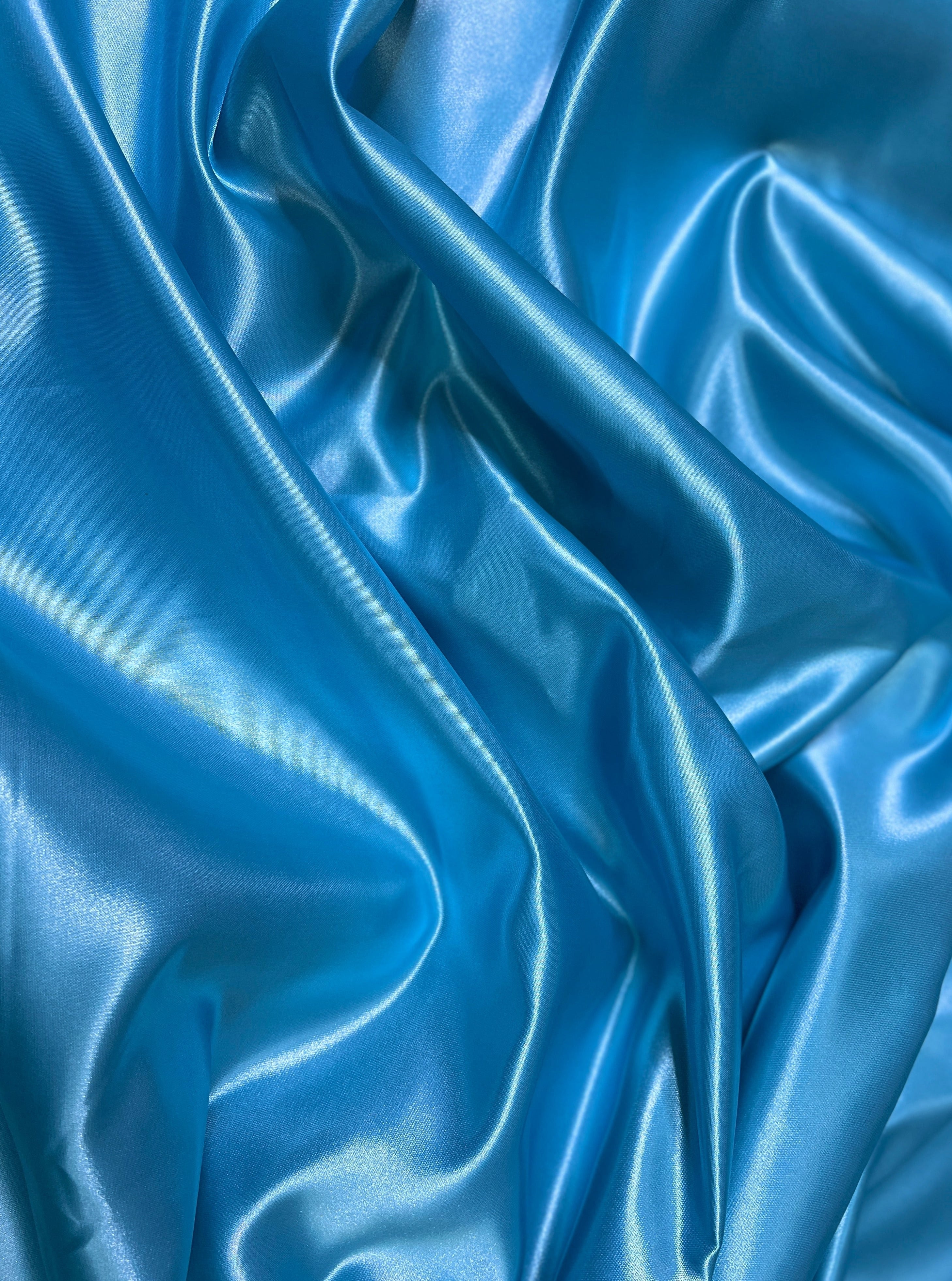 Ocean Blue Duchesse Satin Fabric, Blue Bridal Shiny Satin by yard, Light Blue Heavy Satin Fabric for Wedding Dress,, satin for woman, premium satin, best quality satin, cheap satin, luxury satin, buy satin online, kiki textile fabric, kikitextile satin