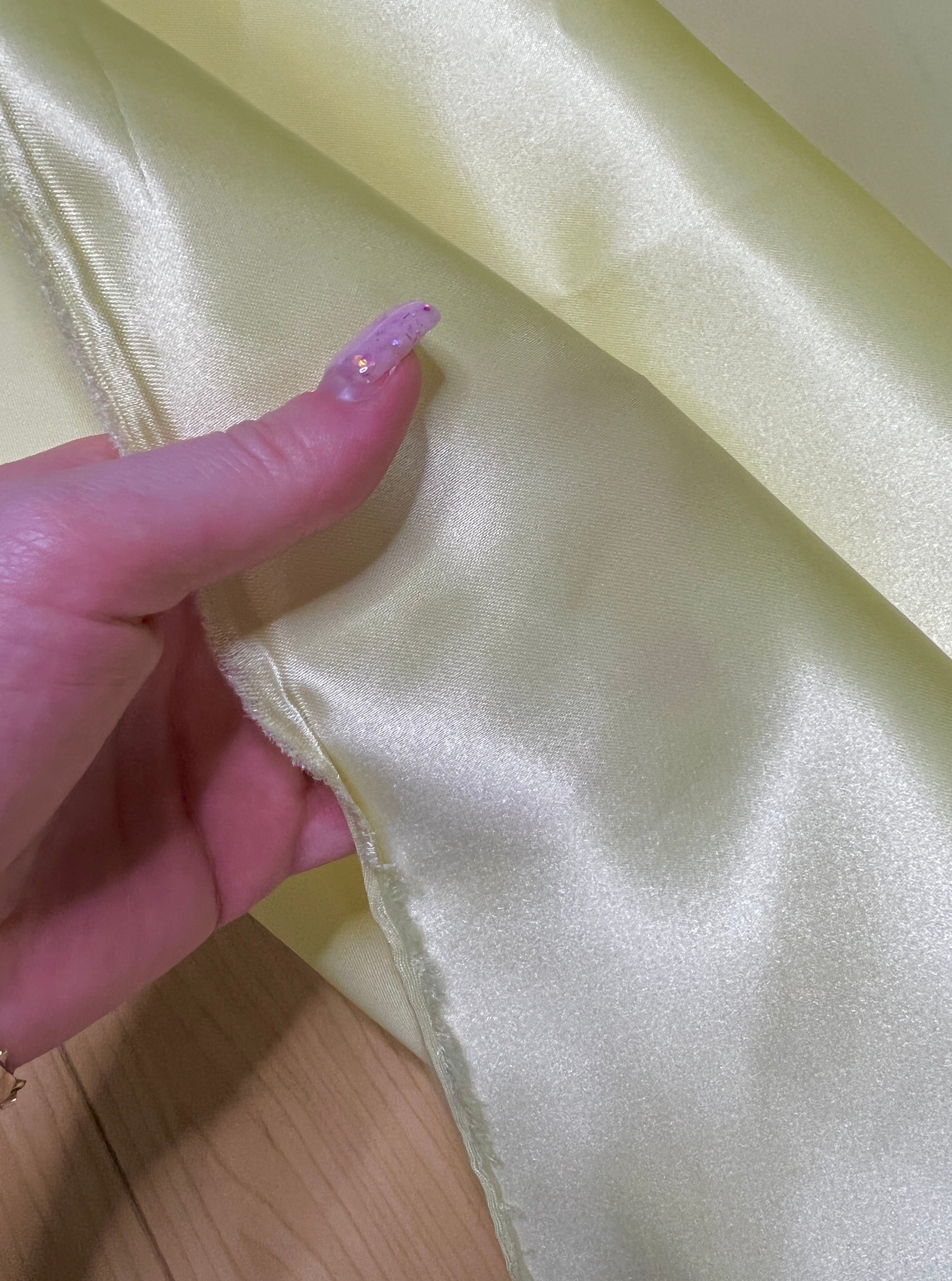 Pale Yellow Duchesse Satin Fabric, Yellow Bridal Shiny Satin by yard, Light Heavy Satin Fabric for Wedding Dress, satin for woman, satin usa, satin los angelos, kikitextile, satin online, satin in yellow, dark yellow satin, light yellow satin, stretch satin, cheap satin, luxury satin