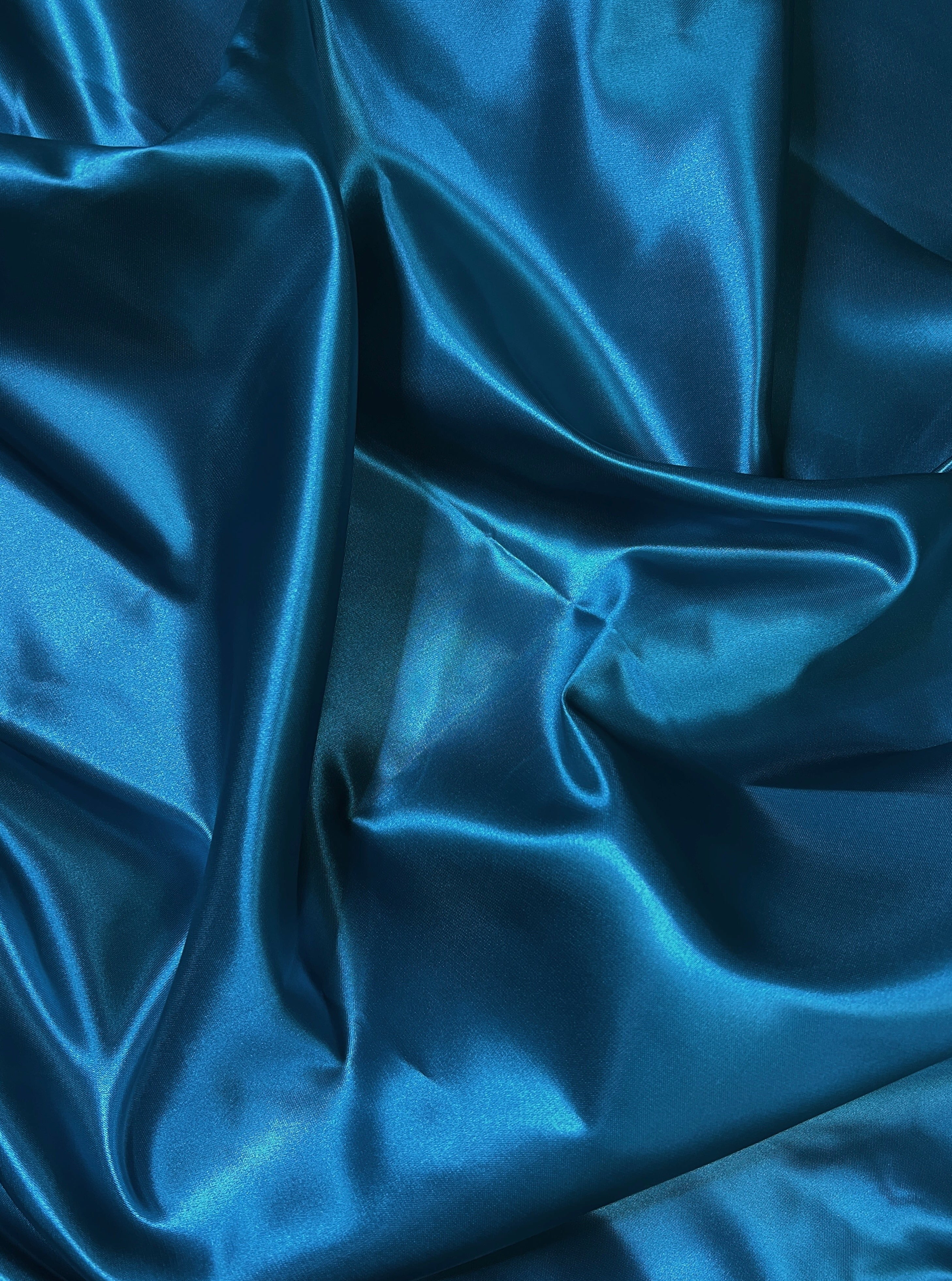 Teal Duchesse Satin Fabric, Blue Bridal Shiny Satin by yard, Dark Blue Heavy Satin Fabric for Wedding Dress, Dark Blue Satin Fabric, premium satin, best quality satin, satin usa, satin los angelos, kikitextile, kiki fabrics, satin for woman