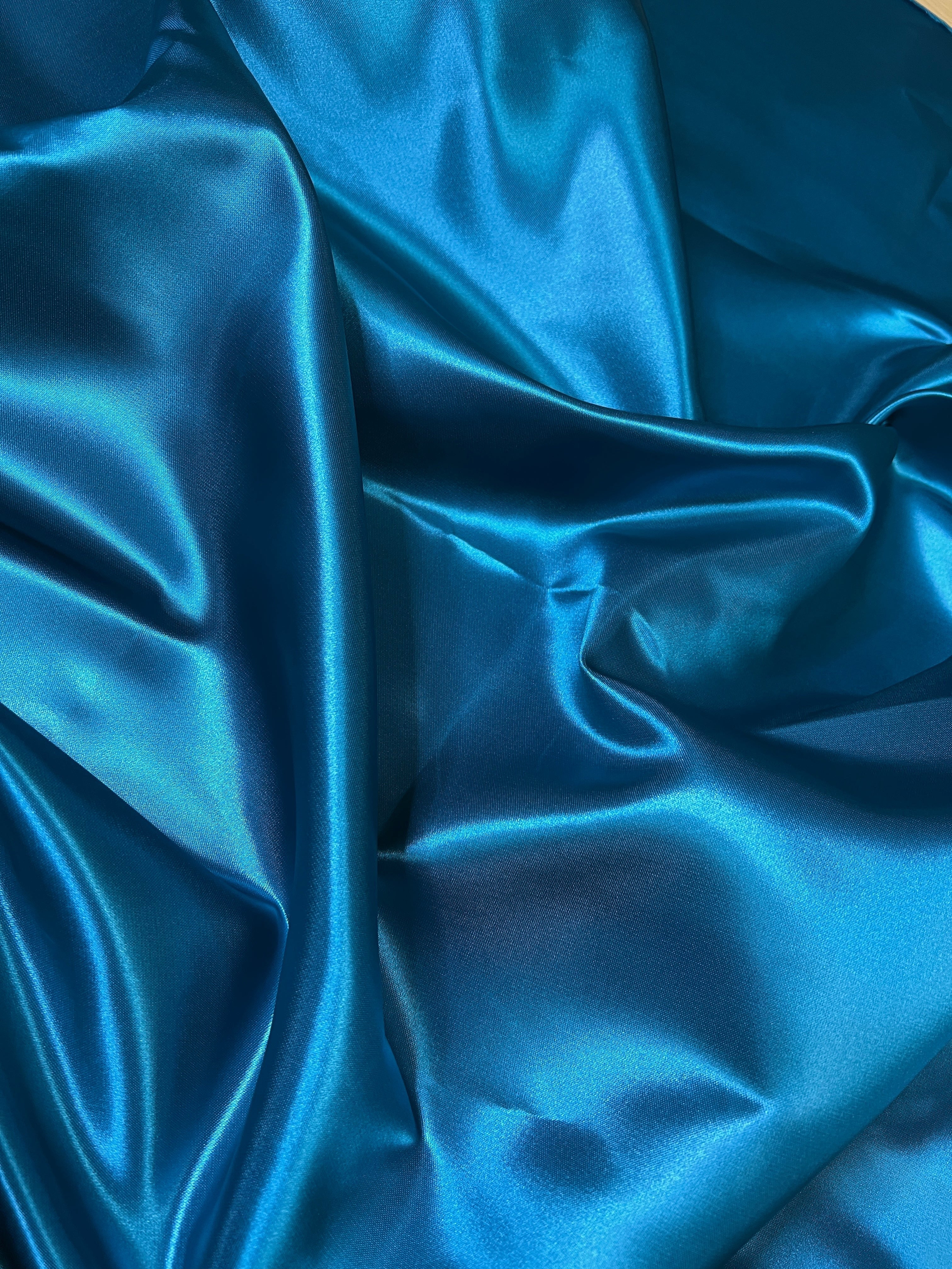 Teal Duchesse Satin Fabric, Blue Bridal Shiny Satin by yard, Dark Blue Heavy Satin Fabric for Wedding Dress, Dark Blue Satin Fabric, premium satin, best quality satin, satin usa, satin los angelos, kikitextile, kiki fabrics, satin for woman