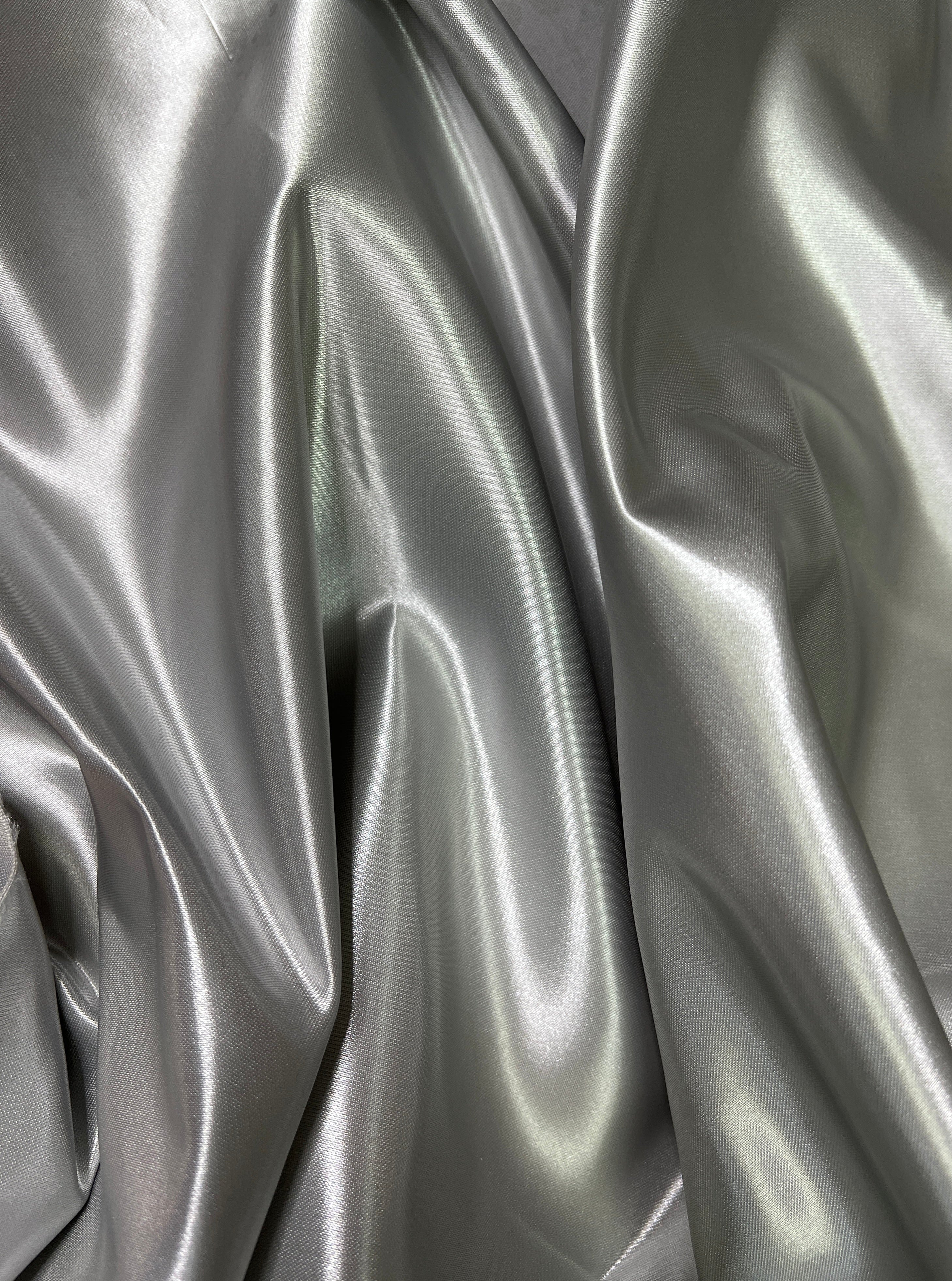 Silver Duchesse Satin Fabric, Silver Bridal Shiny Satin by yard, Light Grey Heavy Satin Fabric for Wedding Dress, silver Gown, silver satin for woman, satin usa, satin los angelos, premium satin, best quality satin