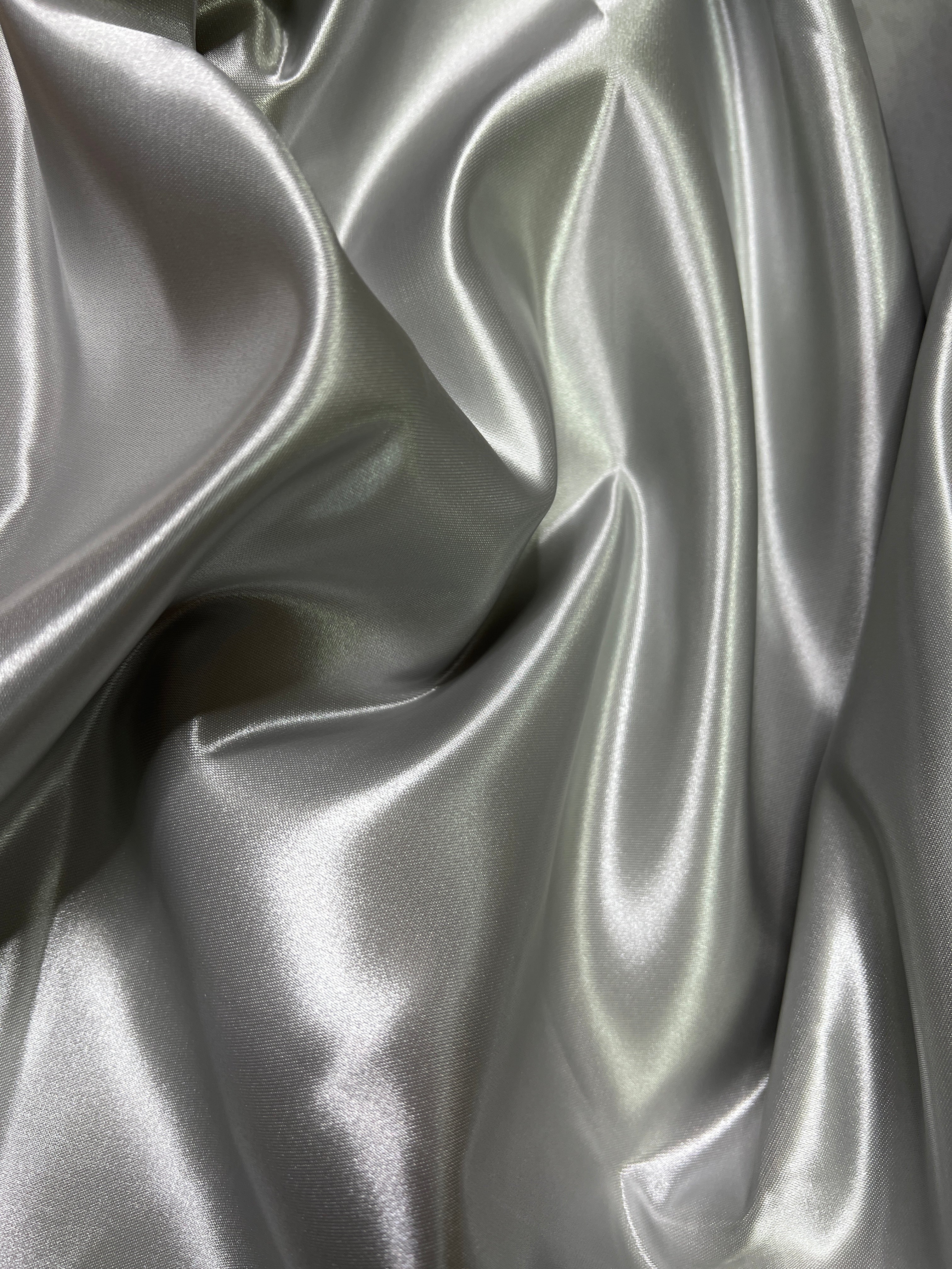 Silver Duchesse Satin Fabric, Silver Bridal Shiny Satin by yard, Light Grey Heavy Satin Fabric for Wedding Dress, silver Gown, silver satin for woman, satin usa, satin los angelos, premium satin, best quality satin