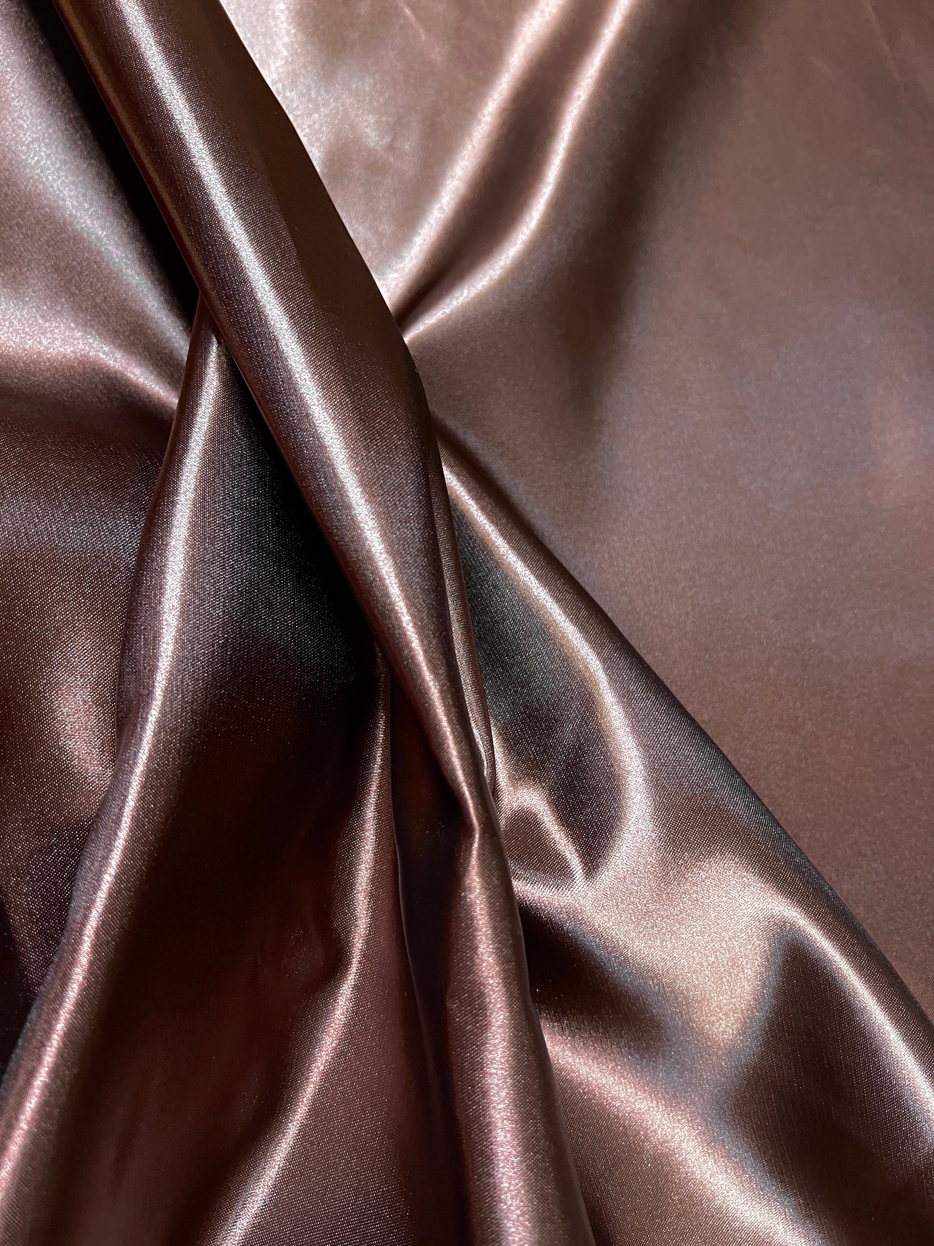 Brown Duchesse Satin Fabric, Chocolate Bridal Shiny Satin by yard, Dark Brown Heavy Satin Fabric for Wedding Dress, brown satin, brown satin for woman, best quality satin, luxury satin, premium satin, buy satin online, kikitextile satin, kiki fabrics