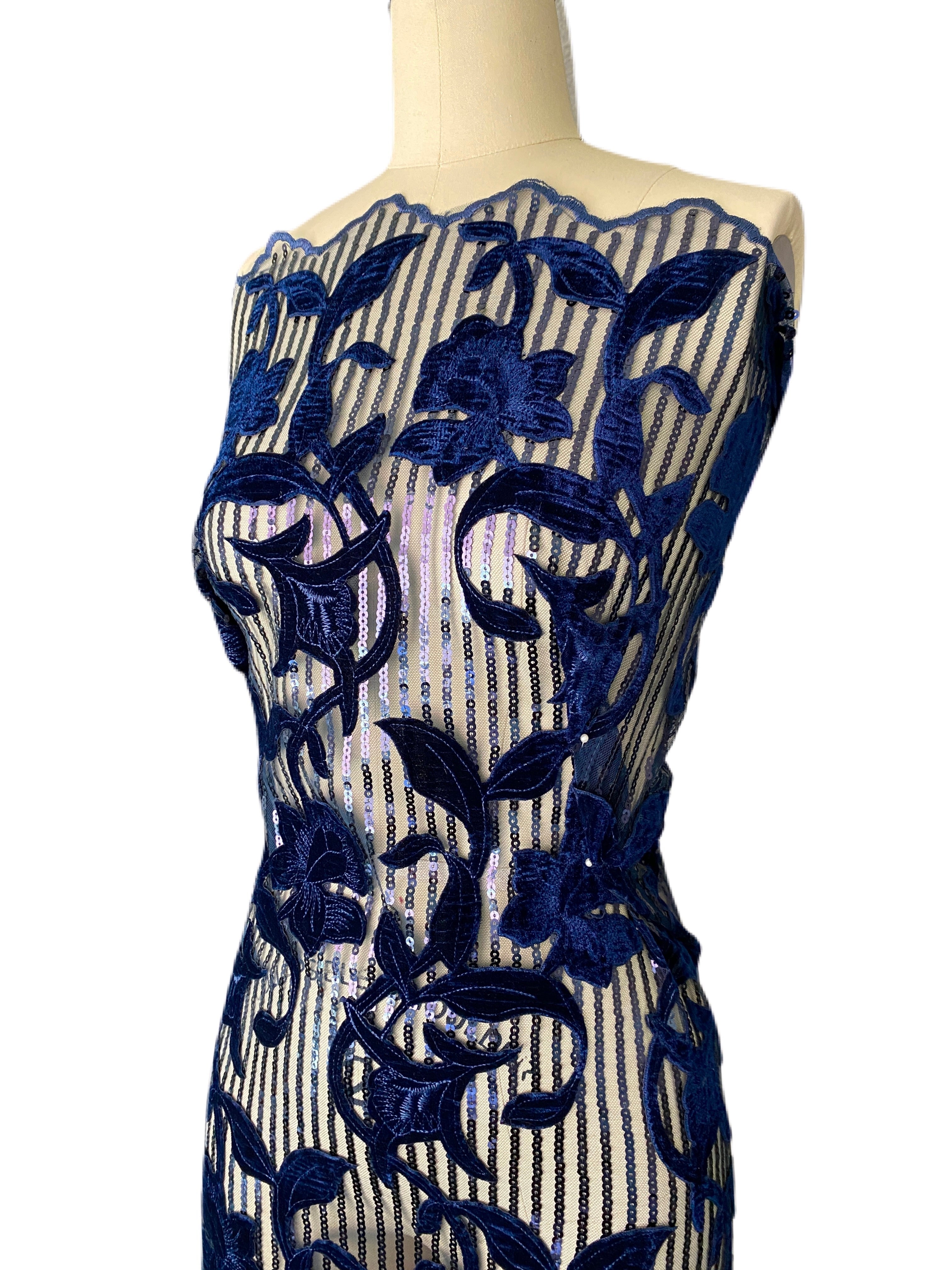 Navy Sequin Velvet Lace, Navy Blue Sequins on Mesh, Dark Blue Bridal Lace with Sequins , Navy Lace for Gowns, blue Sequin Velvet Lace, light blue Sequin Velvet Lace, royal blue Sequin Velvet Lace, Sequin Velvet Lace for woman, Sequin Velvet Lace on discount, Sequin Velvet Lace on sale