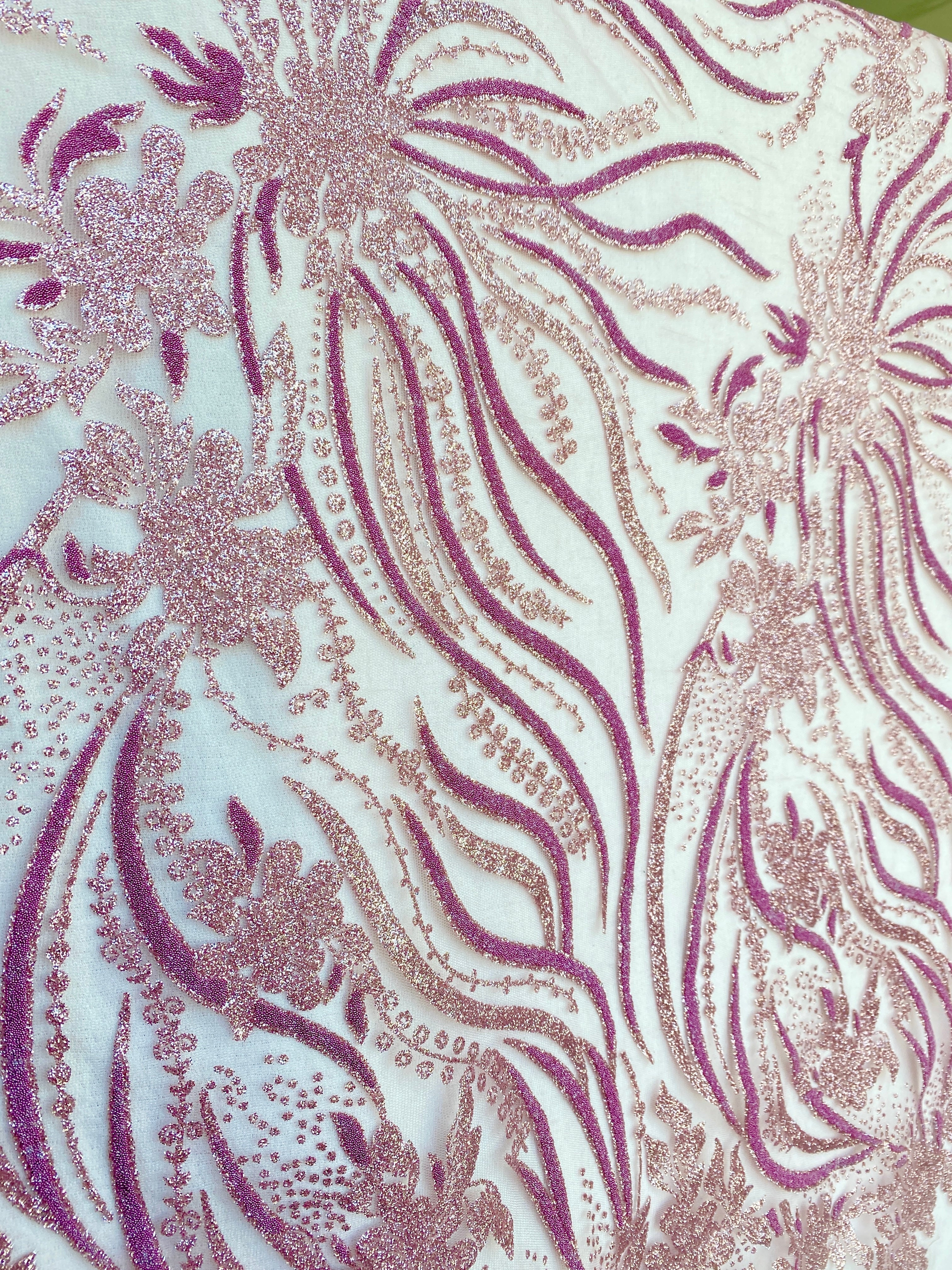 Mauve Pink Luxury Glitter Lace, dark pink Lace, light pink lace, lace for woman, lace for bride, lace on discount, lace on sale, premium lace, kiki textile lace, lace for party wear dresses