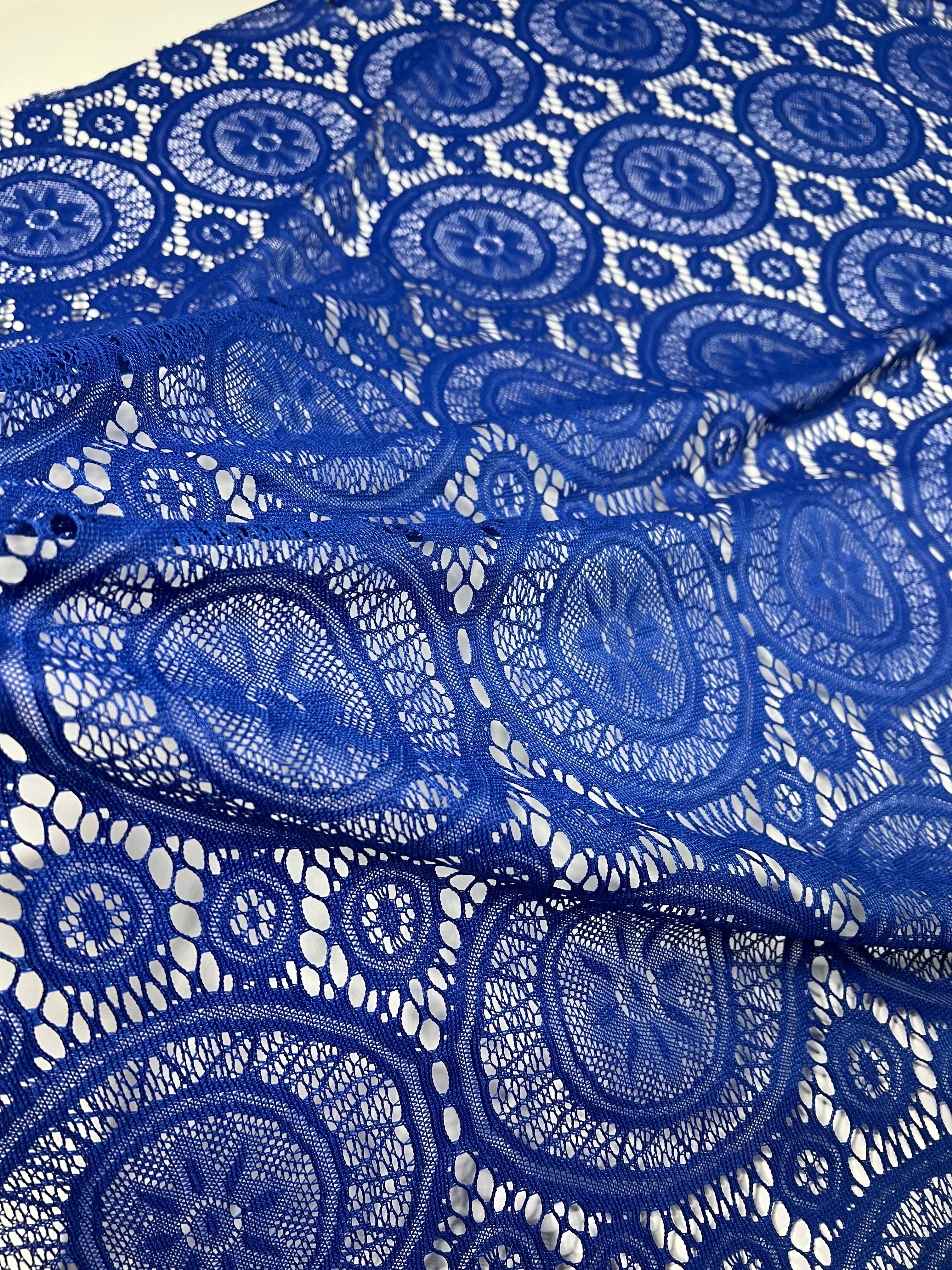 ROYAL BLUE Geometric Stretch Lace