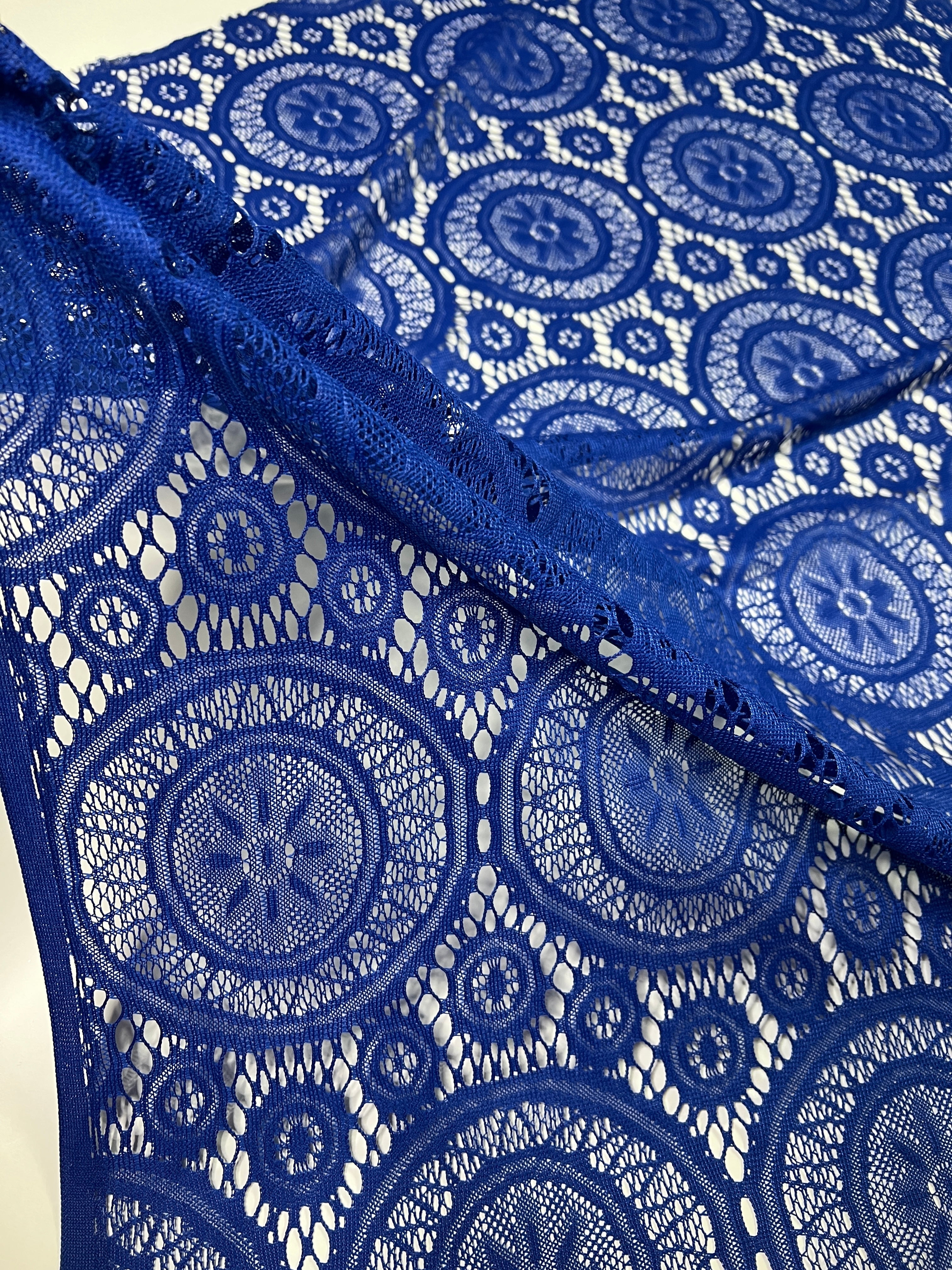 ROYAL BLUE Geometric Stretch Lace