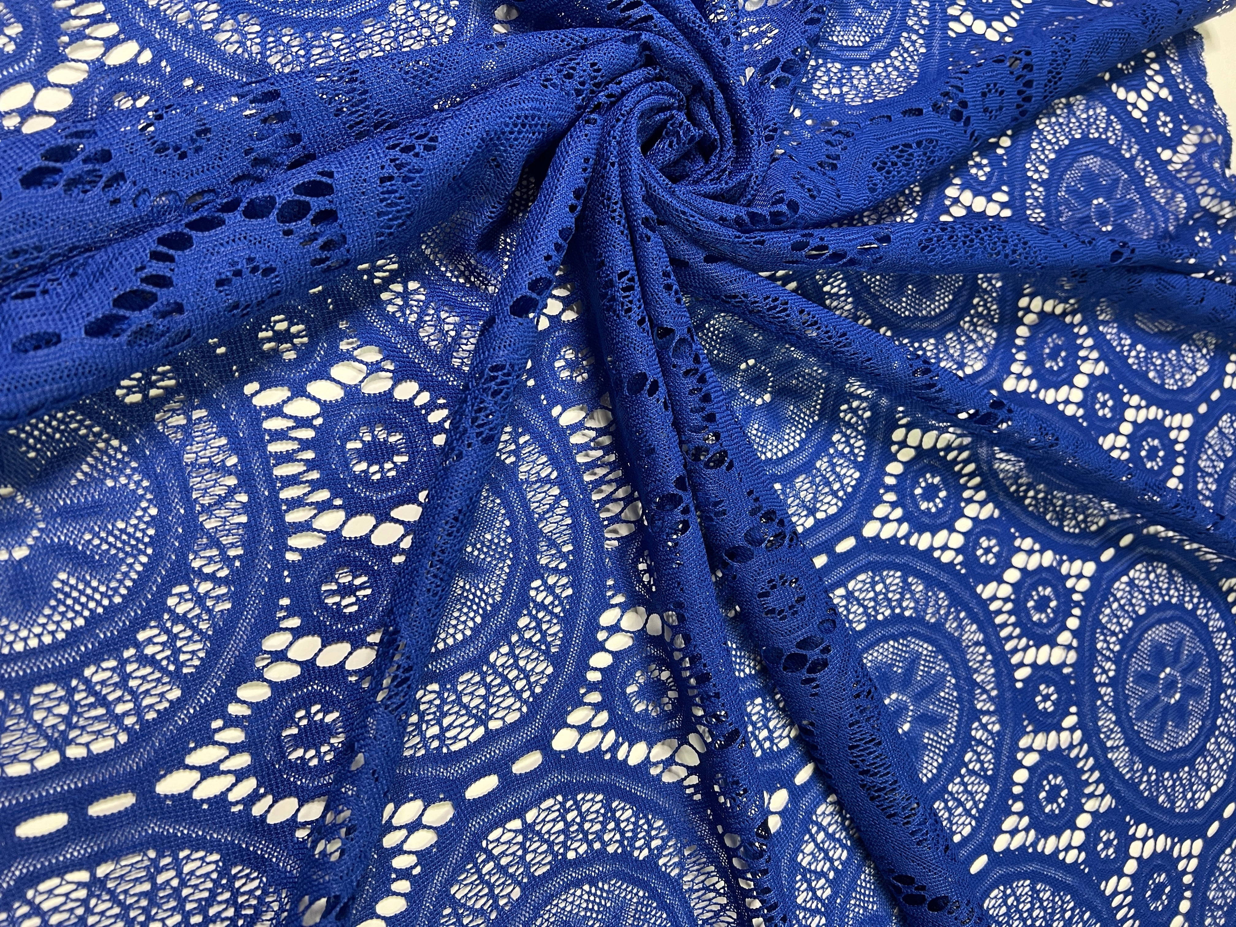 ROYAL BLUE Geometric Stretch Lace