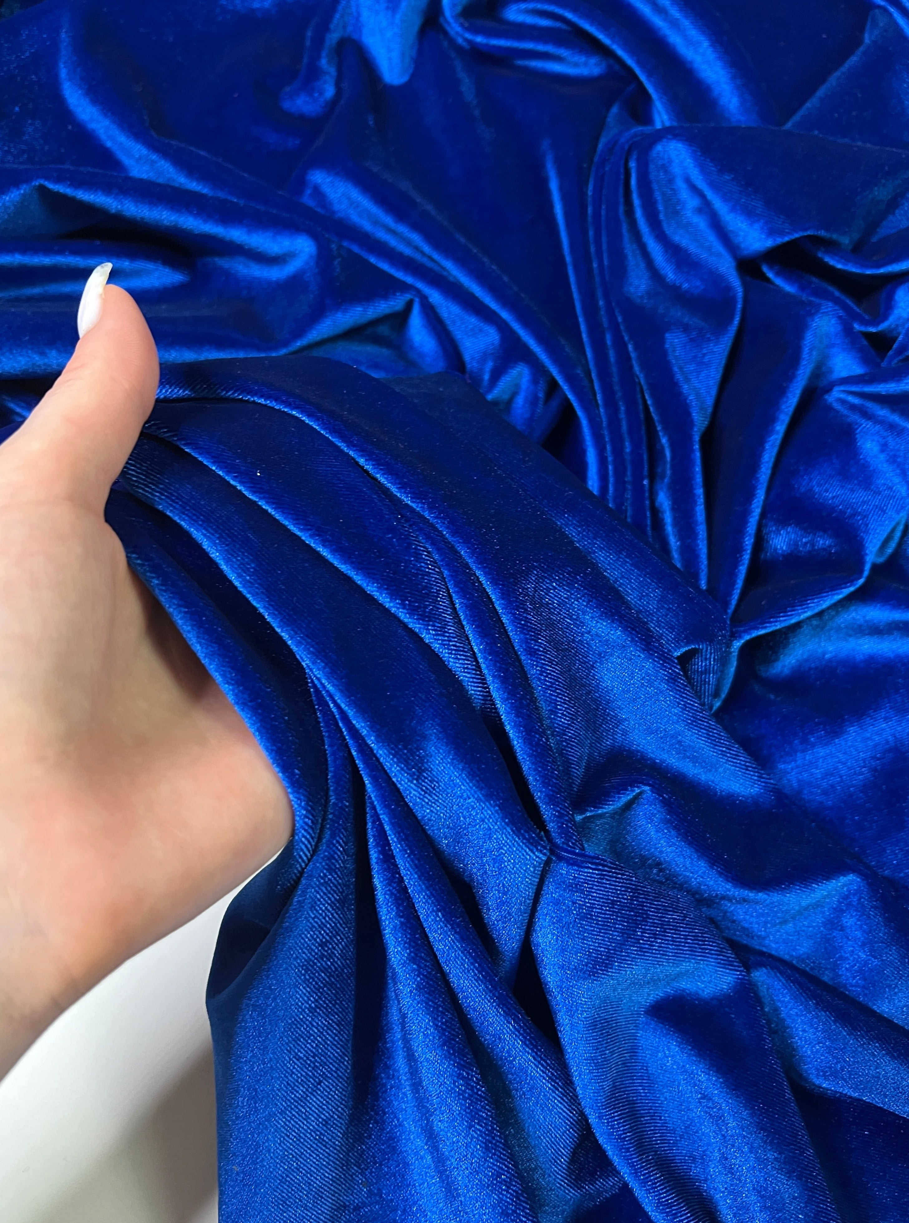 Royal blue stretch velvet, blue stretch velvet for gown, stretch velvet for wedding, stretch pure velvet, blue stretch velvet for brides, stretch fancy velvet, velvet for dress, stretch expensive velvet