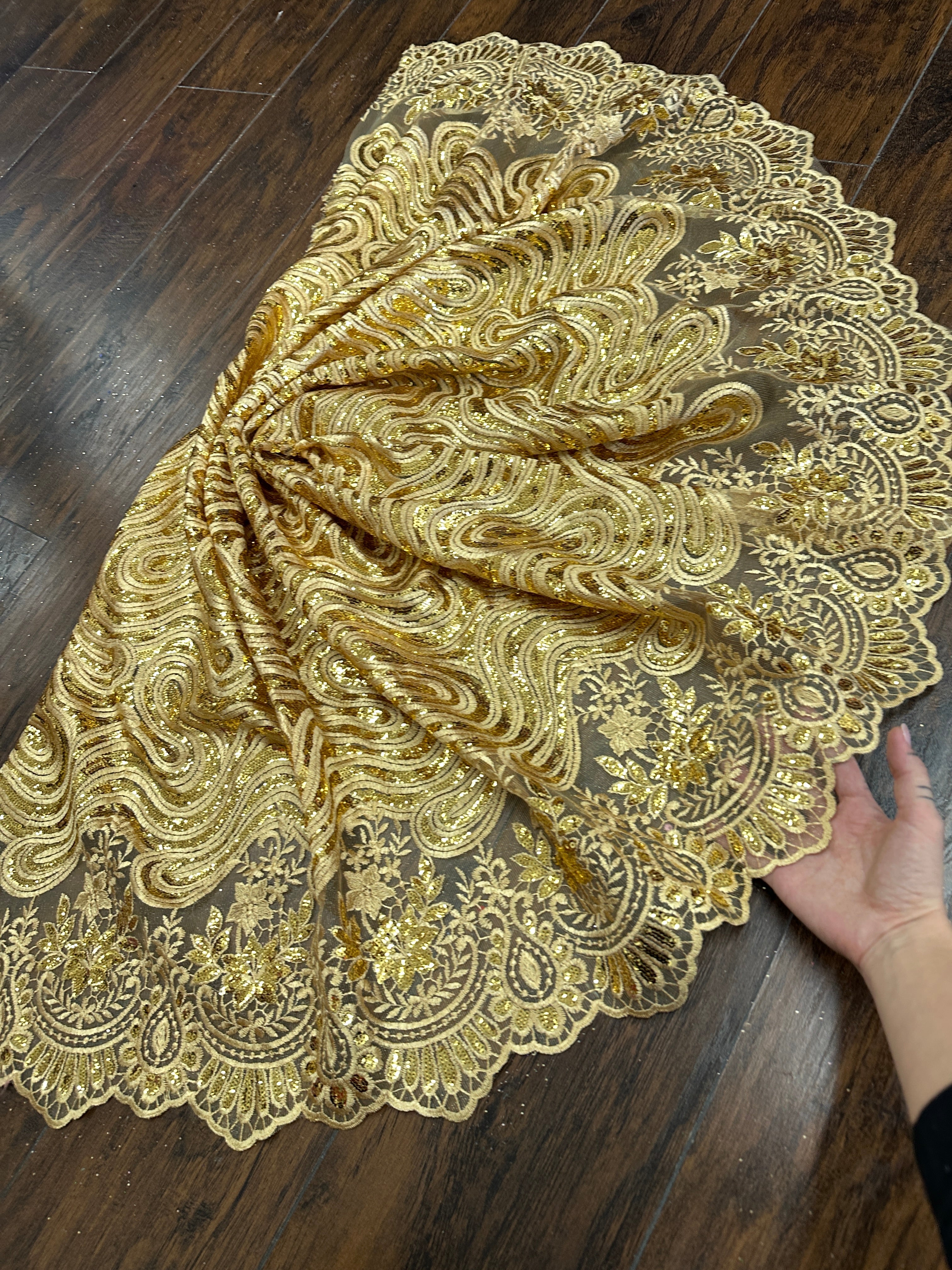 bridal lace fabric cheap, gold lace, Gold Sequin Embroidered Lace, bridal lace, lace fabric for prom dress, border lace fabric, gown lace fabric, luxury lace, lace fabric, glitter lace, buy lace online, discounted embriodered lace