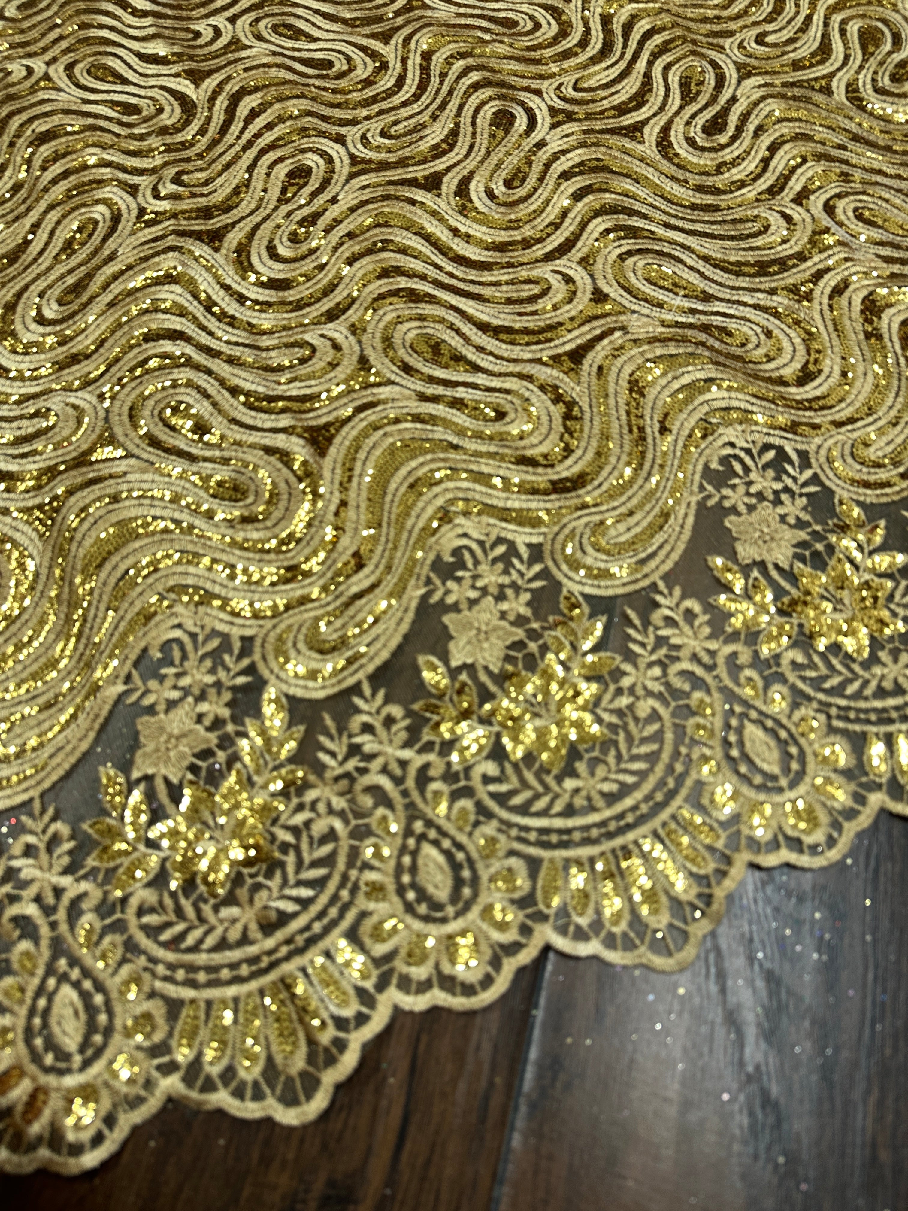 bridal lace fabric cheap, gold lace, Gold Sequin Embroidered Lace, bridal lace, lace fabric for prom dress, border lace fabric, gown lace fabric, luxury lace, lace fabric, glitter lace, buy lace online, discounted embriodered lace