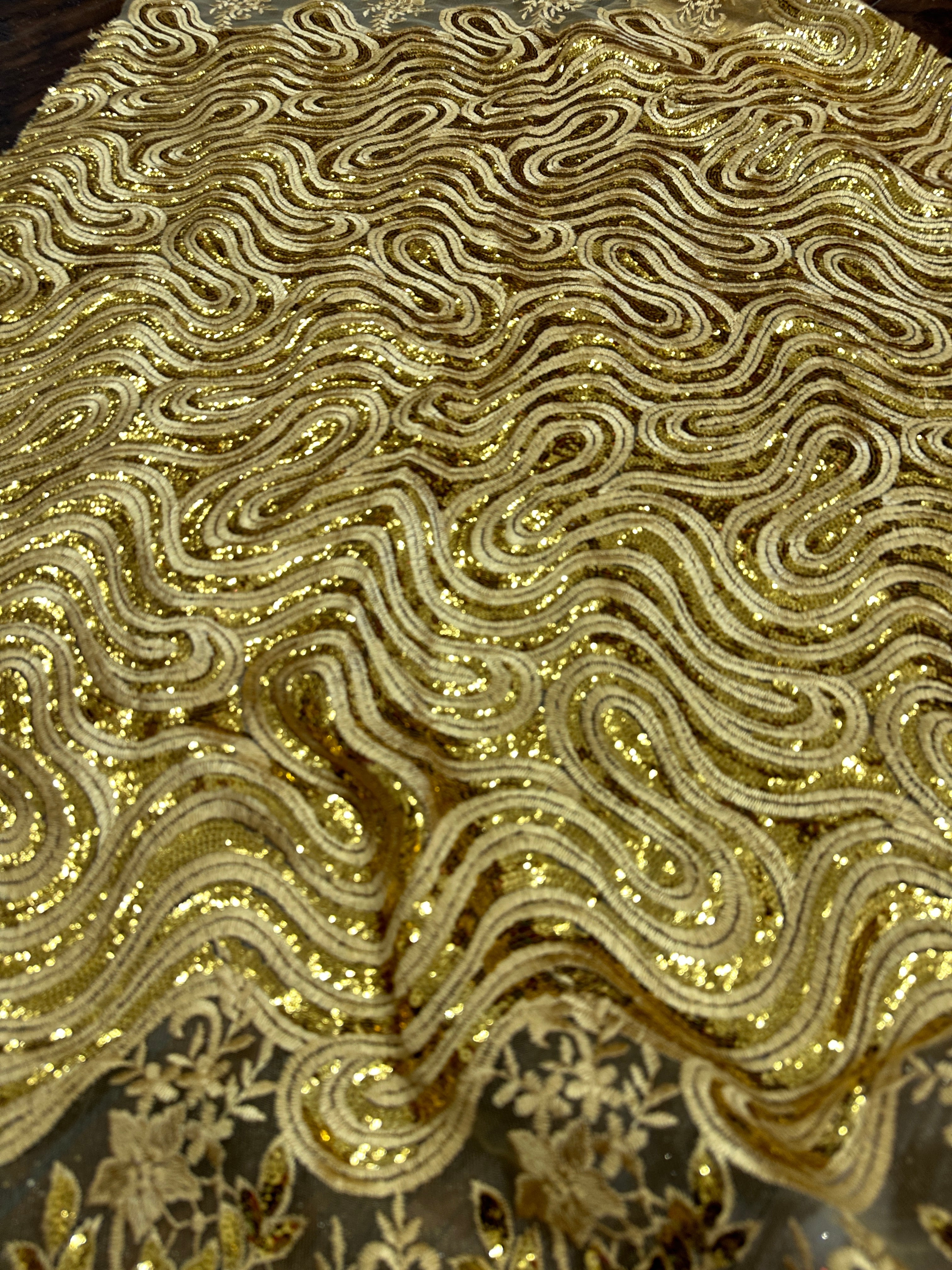 bridal lace fabric cheap, gold lace, Gold Sequin Embroidered Lace, bridal lace, lace fabric for prom dress, border lace fabric, gown lace fabric, luxury lace, lace fabric, glitter lace, buy lace online, discounted embriodered lace