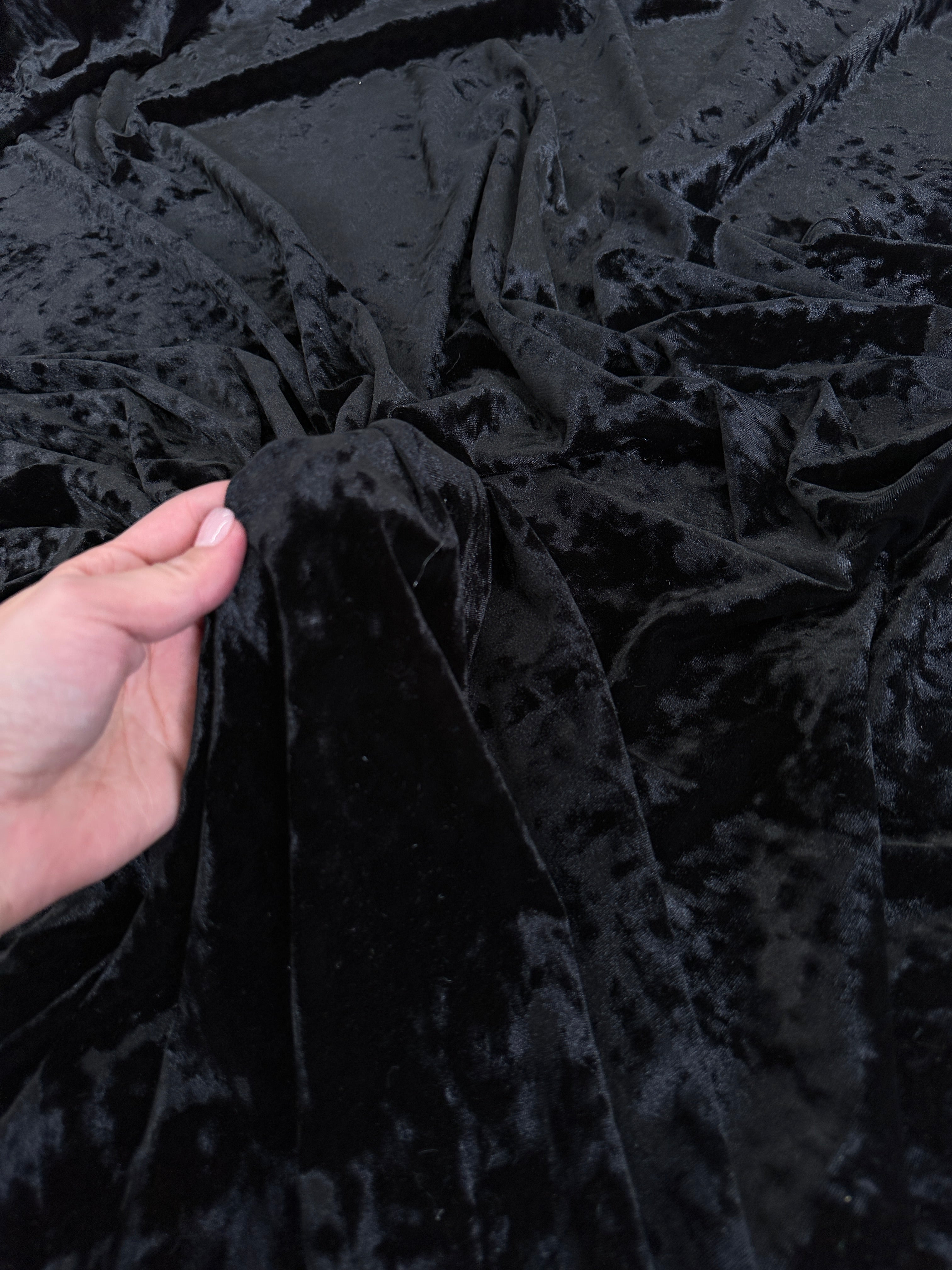 Black crushed velvet, Black velvet for woman, velvet fabric, stretch velvet, spandex velvet, polyester velvet, velvet by the yard, crushed velvet, stretch crushed velvet, spandex crushed velvet, velvet for pillow, velvet for apparel, velvet for clothing,