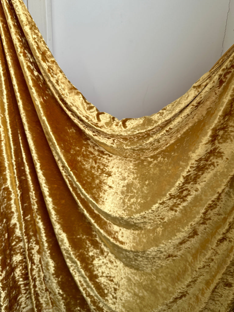 Gold Stretch Crushed Velvet  KikiTextiles