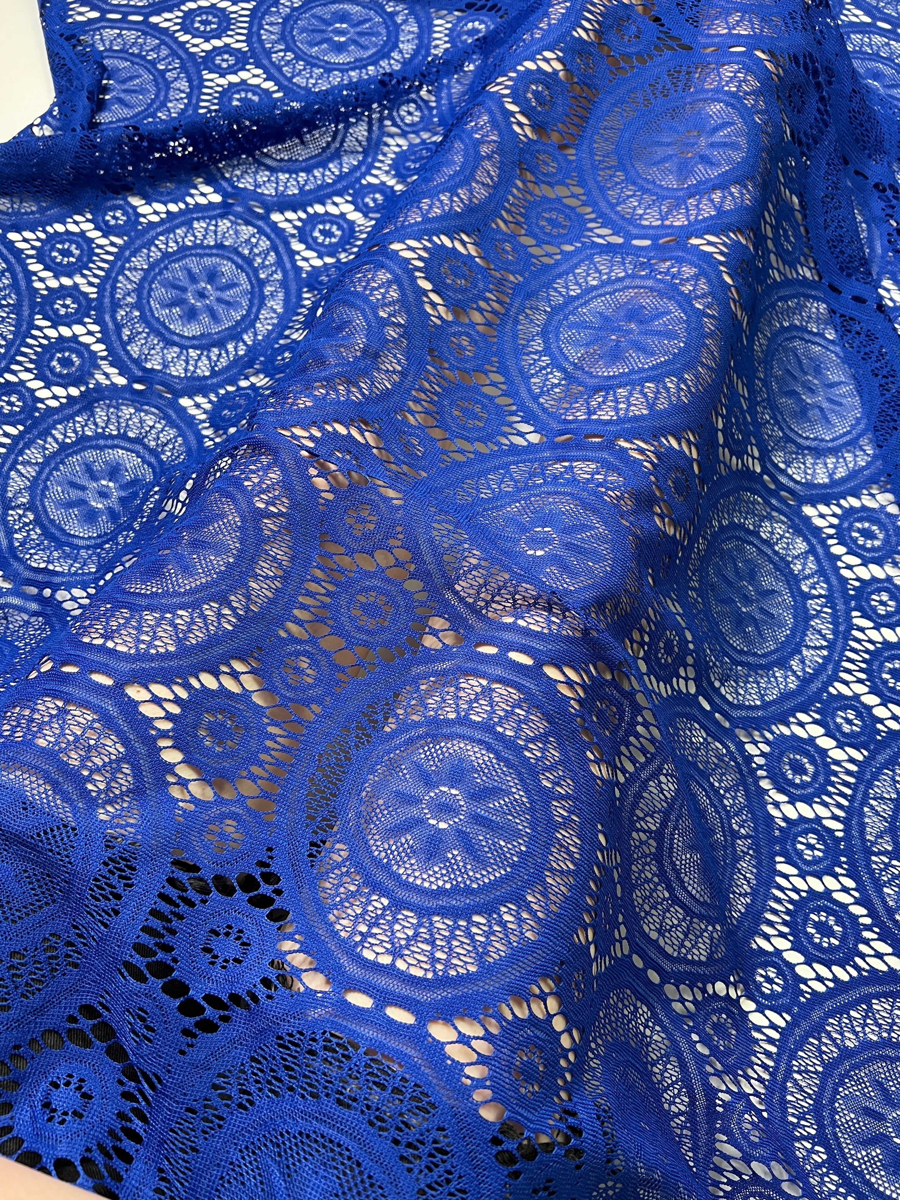 ROYAL BLUE Geometric Stretch Lace