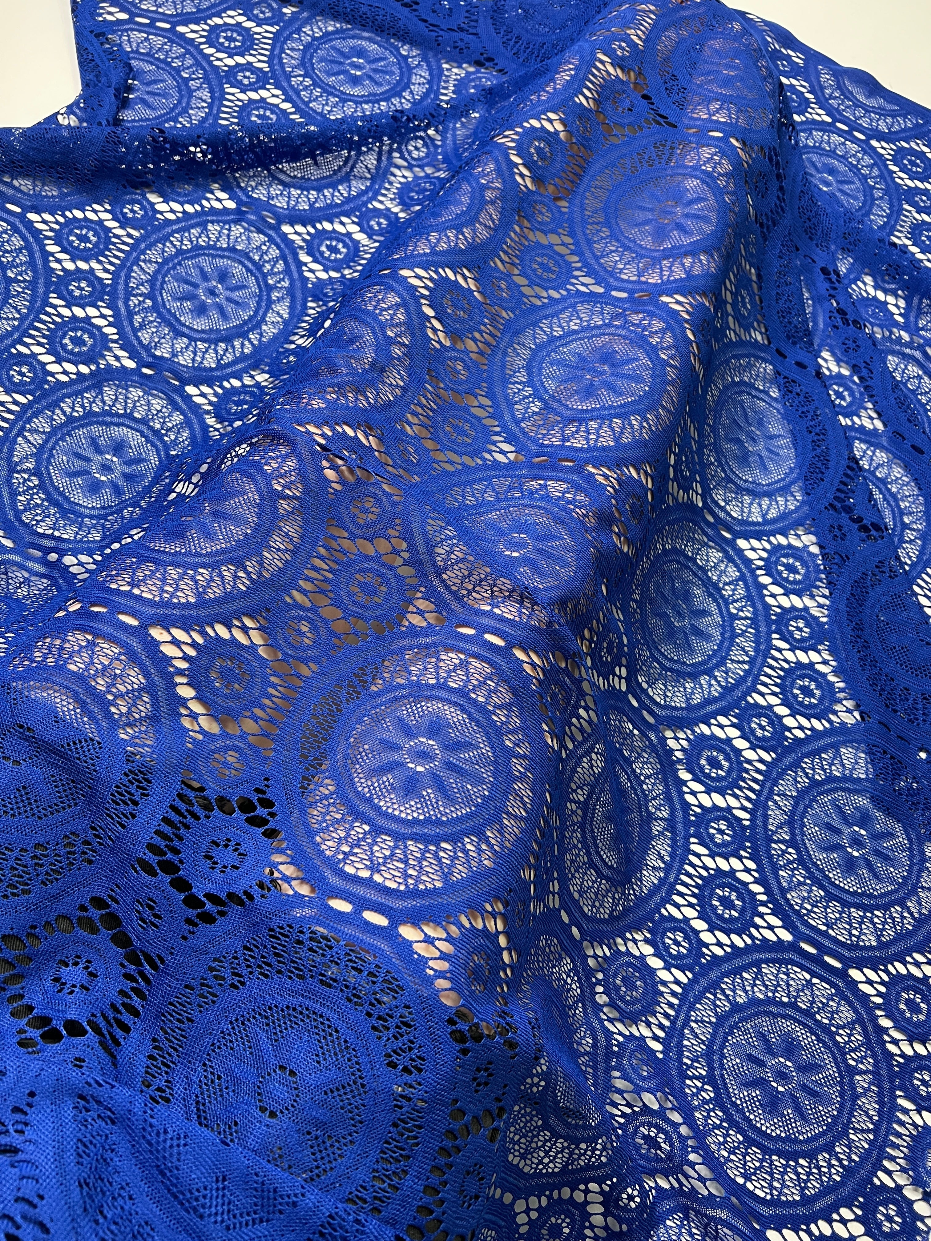 ROYAL BLUE Geometric Stretch Lace